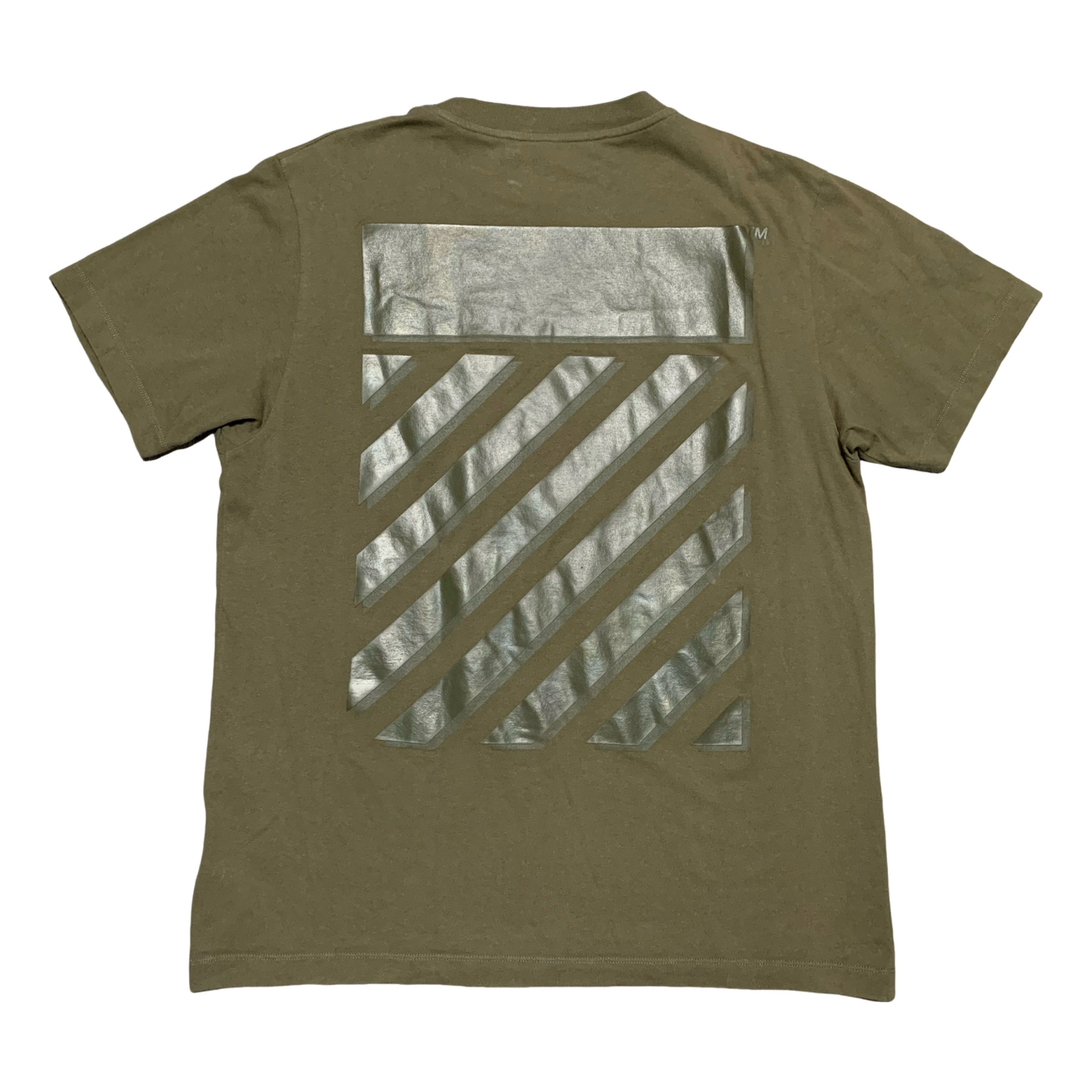 Off White Large Diagonal Tab Khaki Green Tee Virgil Abloh