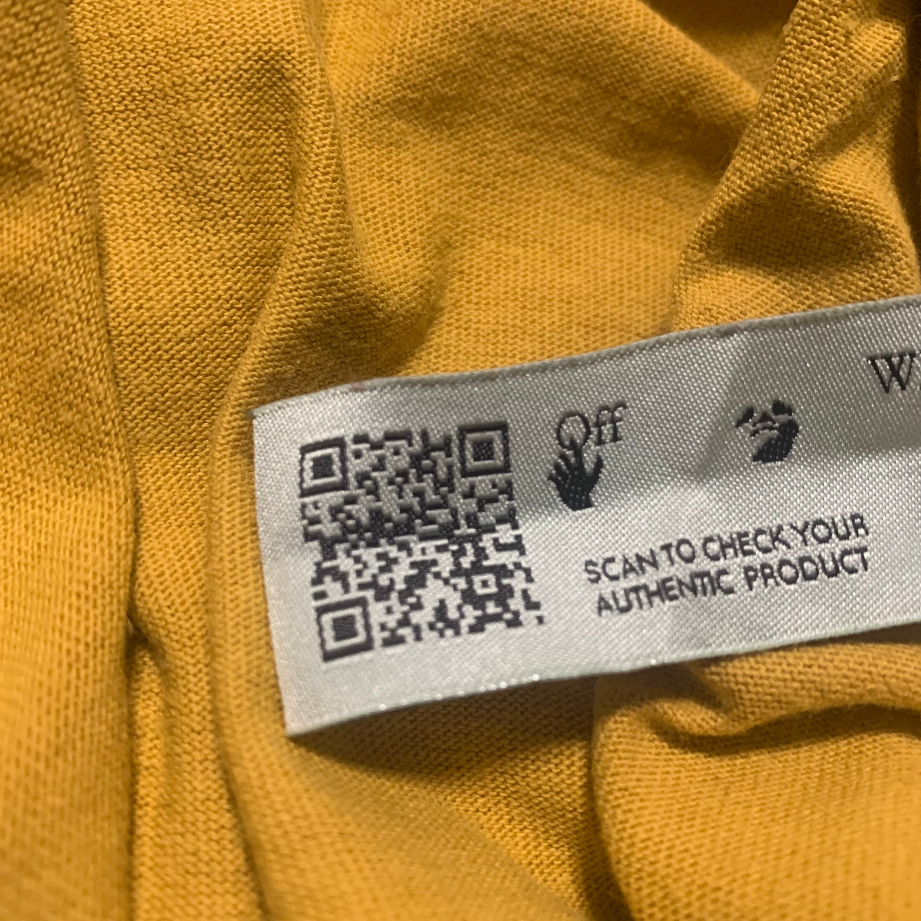 Off White XL Diag Pencil Arrows Yellow Long Sleeve Tee Virgil Abloh (OMAB001F20FAB005)