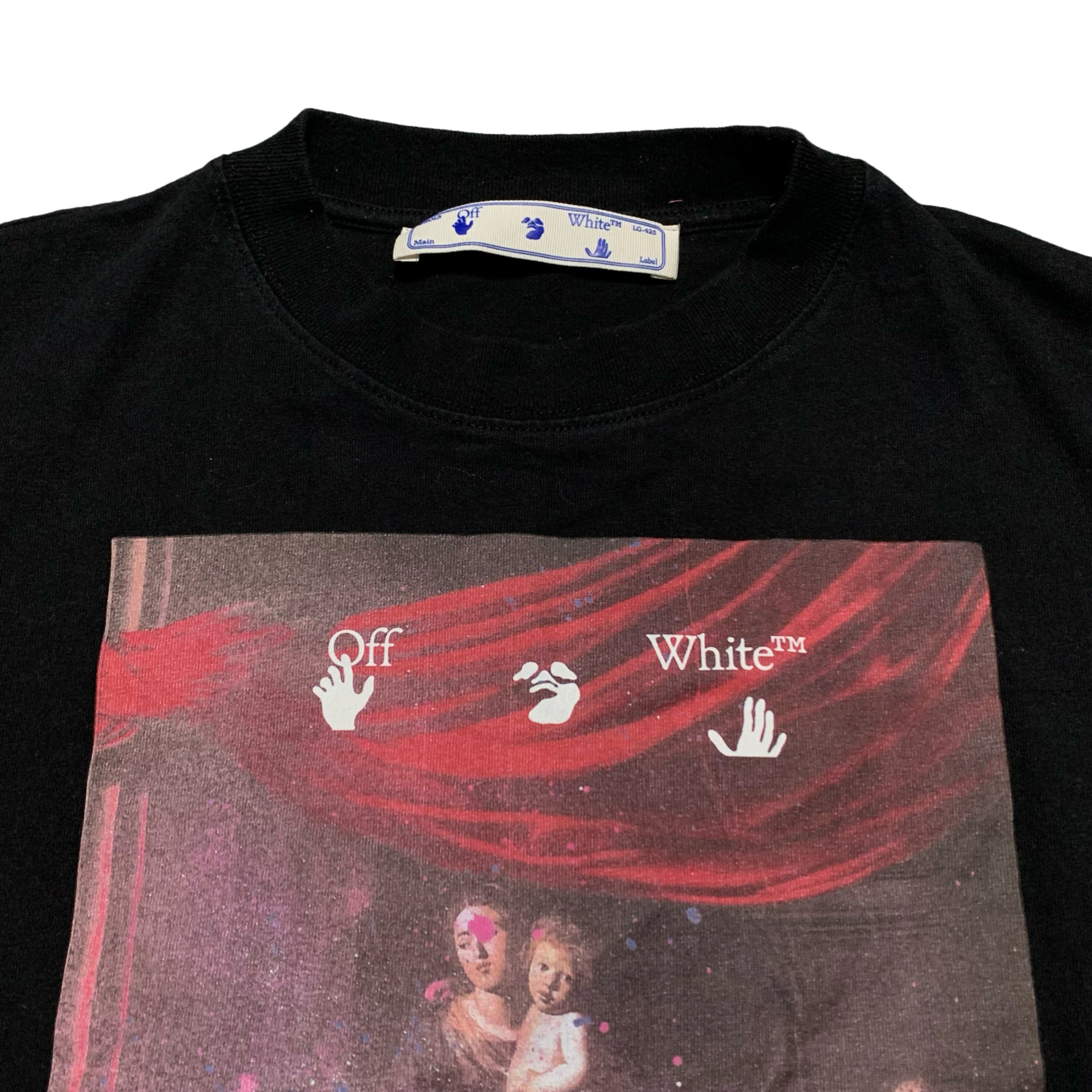 Off White Small Caravaggio Arrows Black Tee Virgil Abloh Sprayed Graffiti