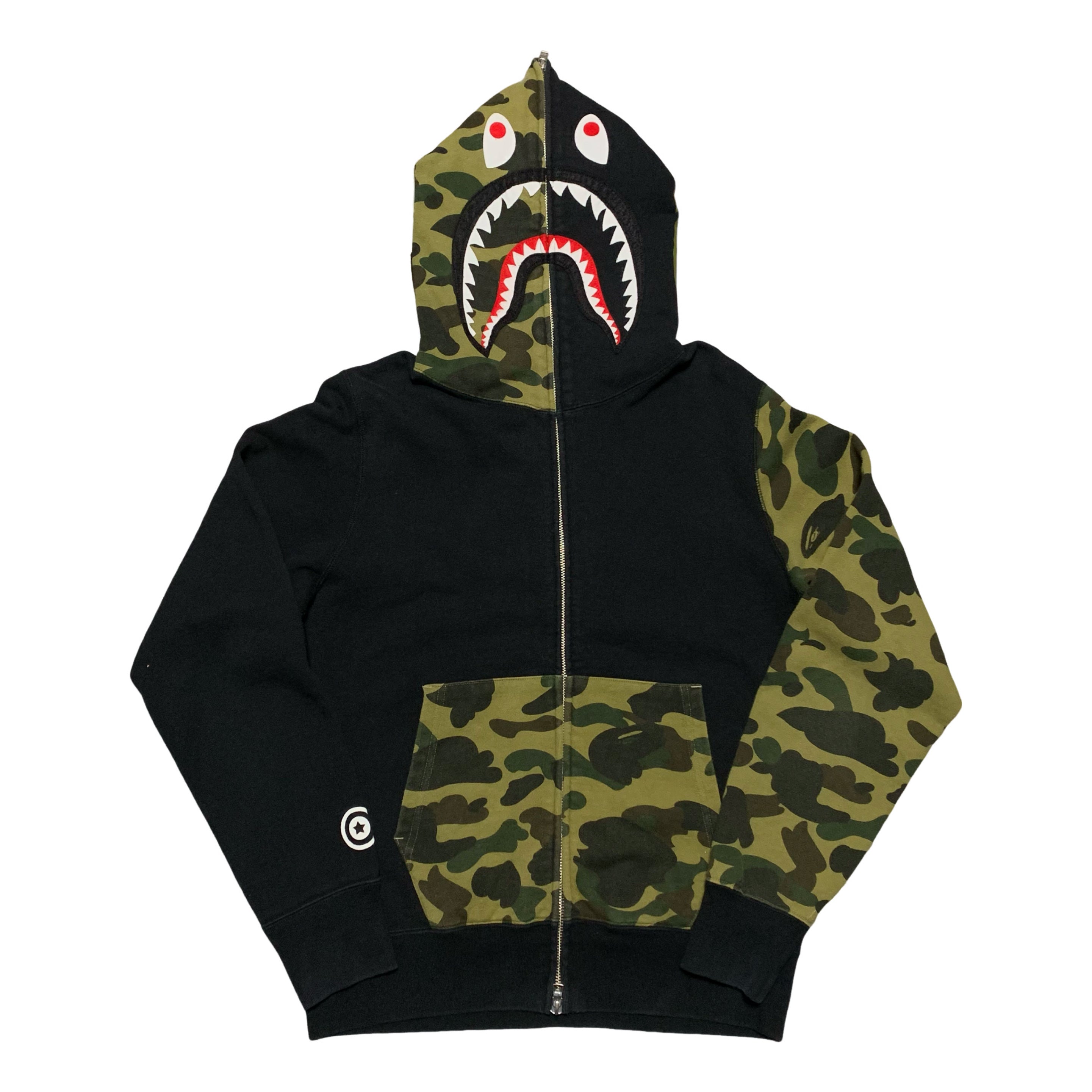 Bape Medium Shark 1st Camo Black Full Zip Hoodie A Bathing Ape