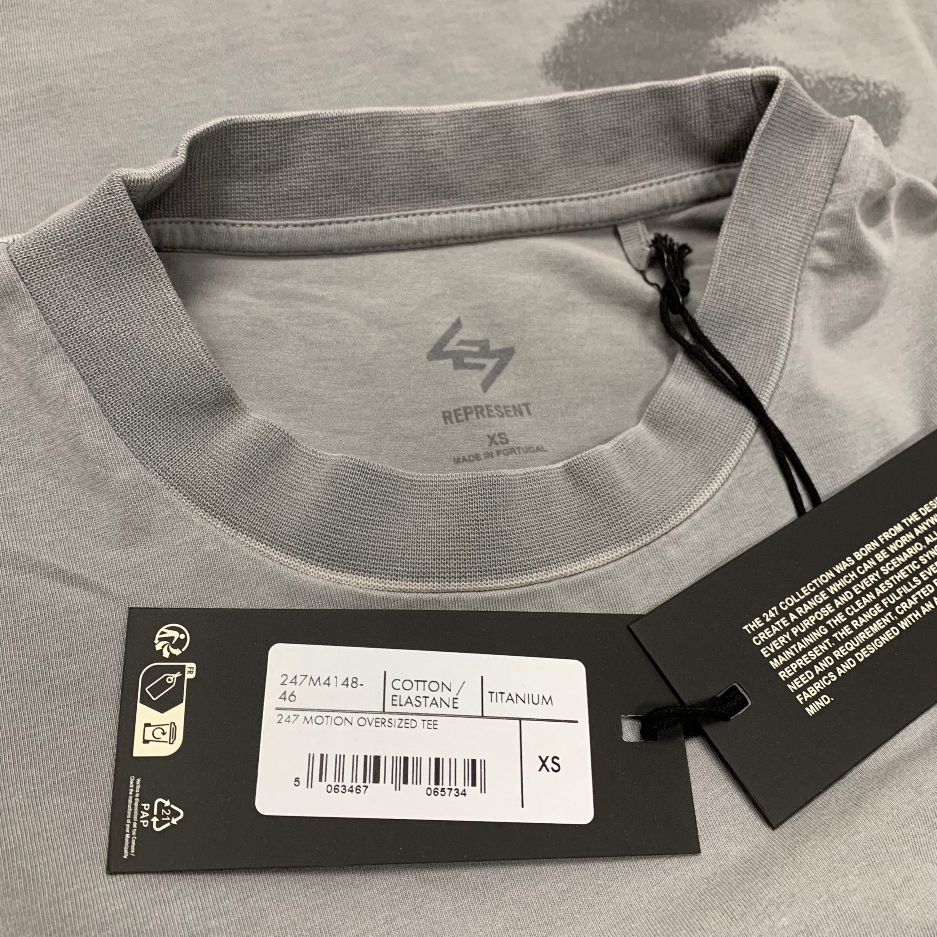 Represent XS Tee 247 Motion Titanium Grey Oversized T-Shirt