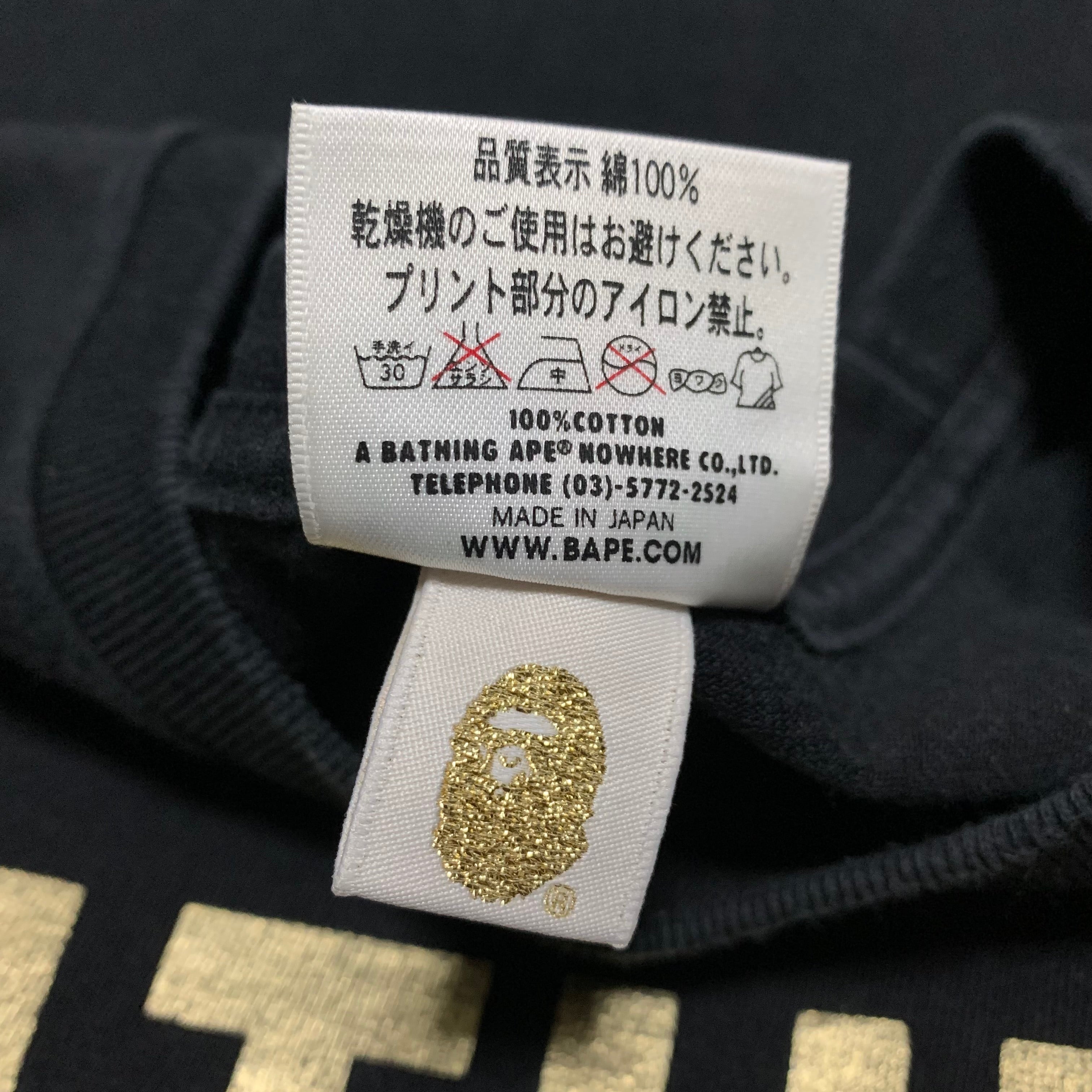 Bape Medium Gold Bathing Ape Black Tee A Bathing Ape