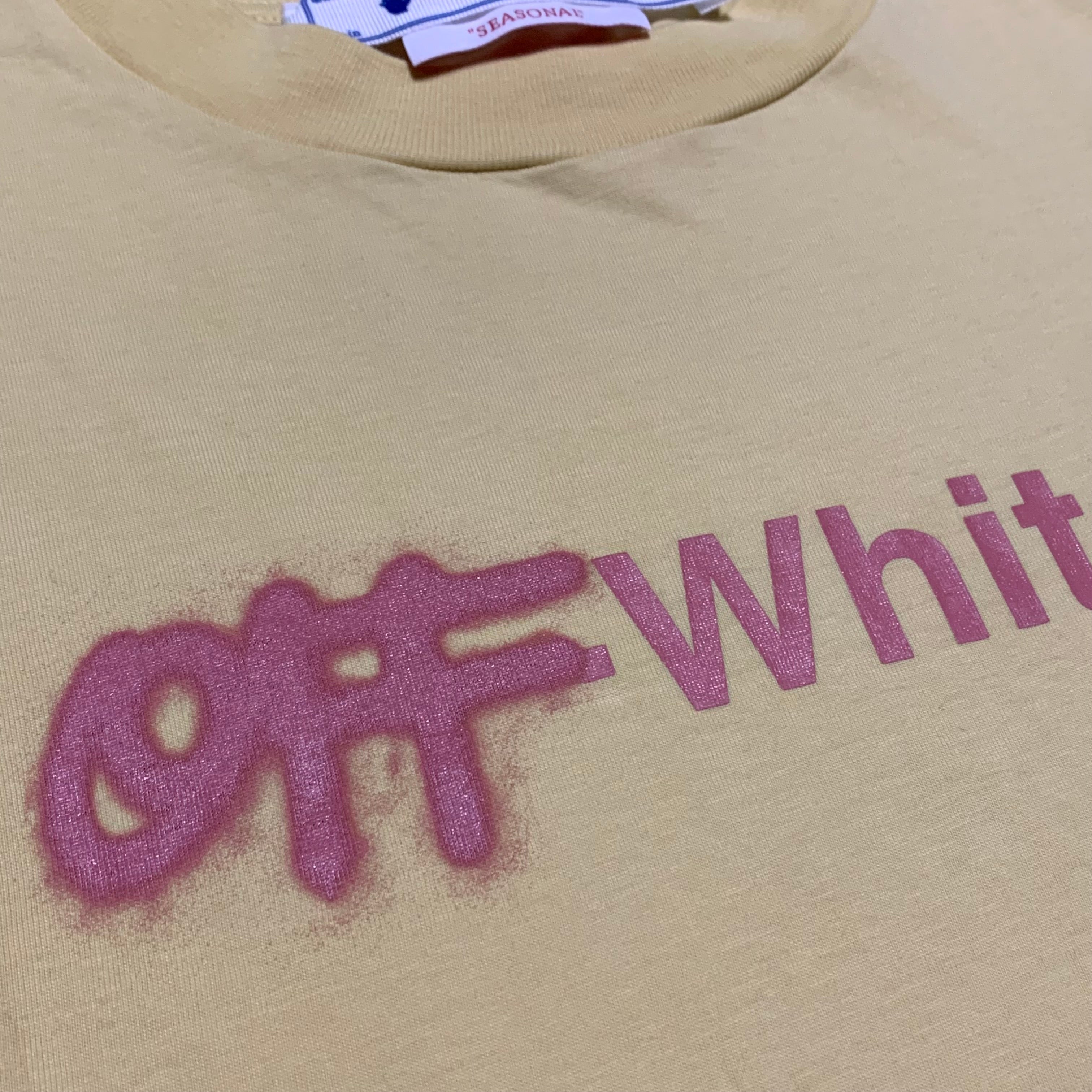 Off White Small Sprayed Off Yellow Tee Virgil Abloh