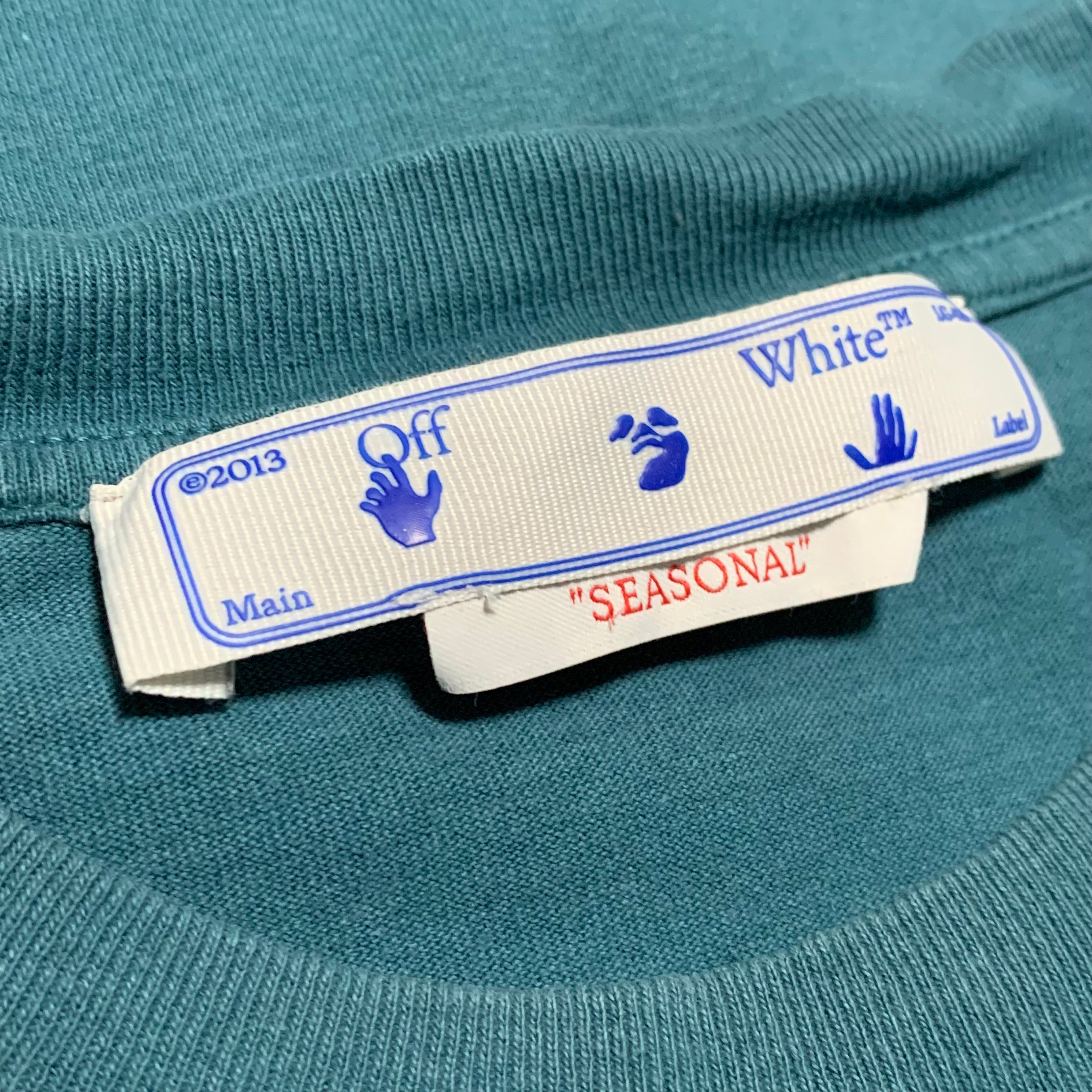 Off White Small Diag Pocket Tee Jade Green Blue Virgil Abloh