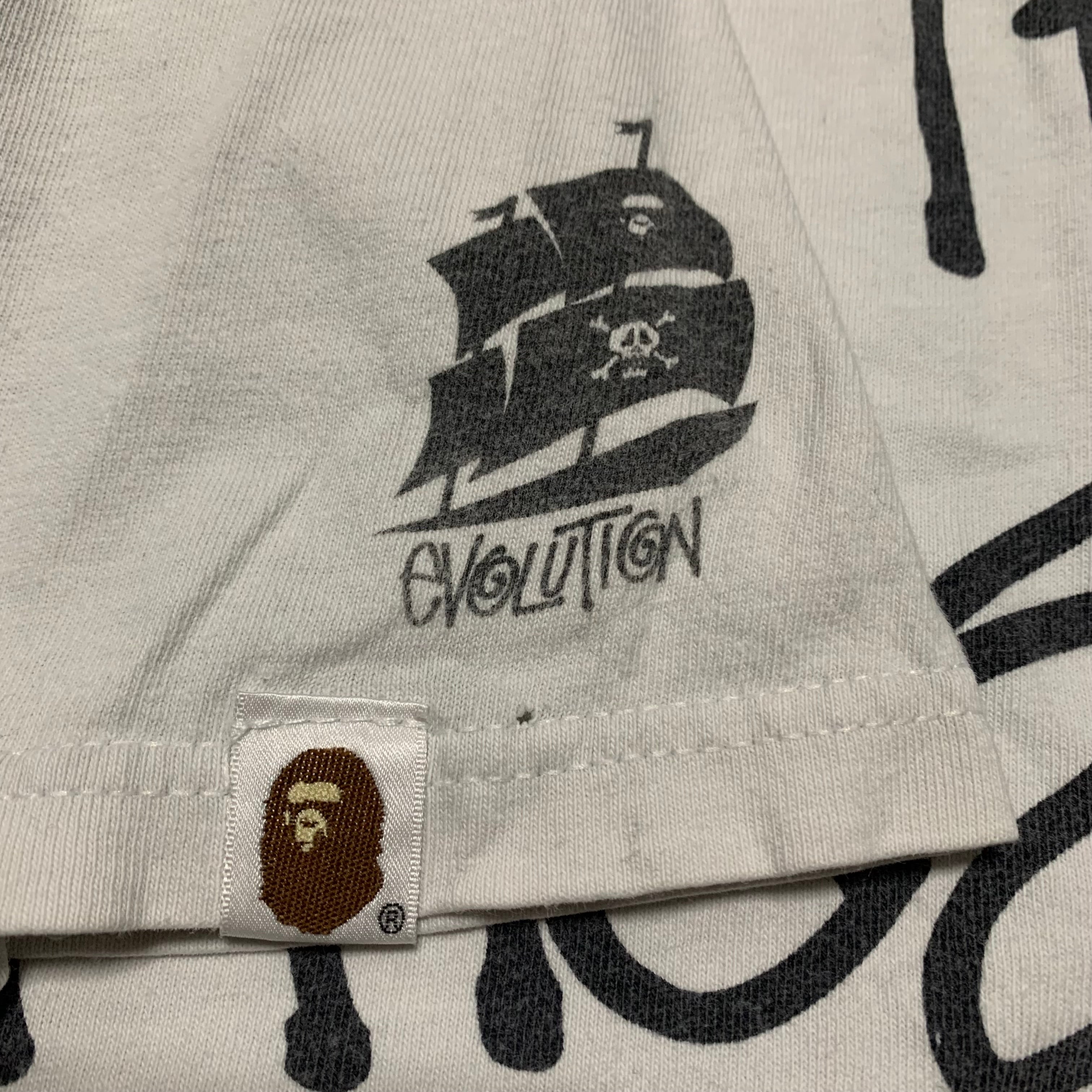 Stussy Bape Medium Survival Of The Fittest White Tee A Bathing Ape