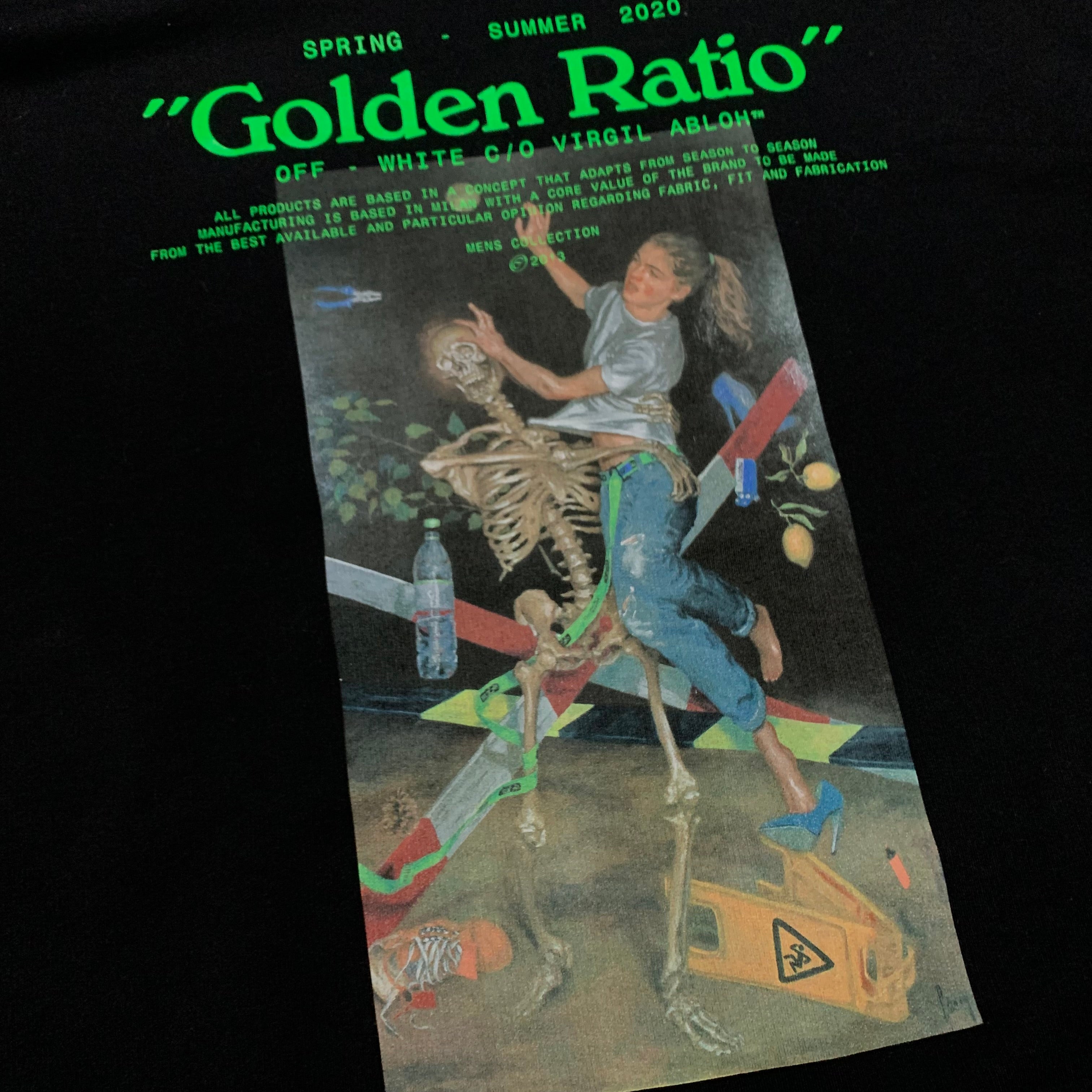 Off White XXL Golden Ratio Black Sweatshirt Crewneck Skeleton Virgil Abloh