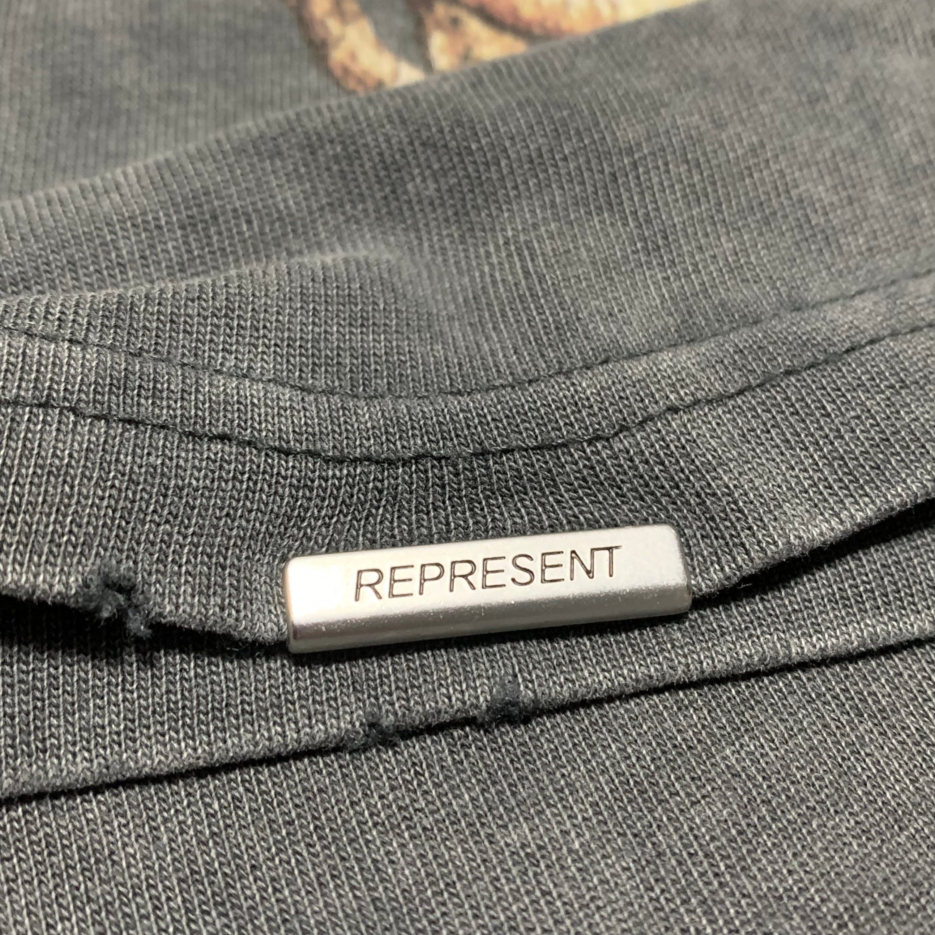Represent Medium Bones Vintage Grey Tee Skeleton Graphic