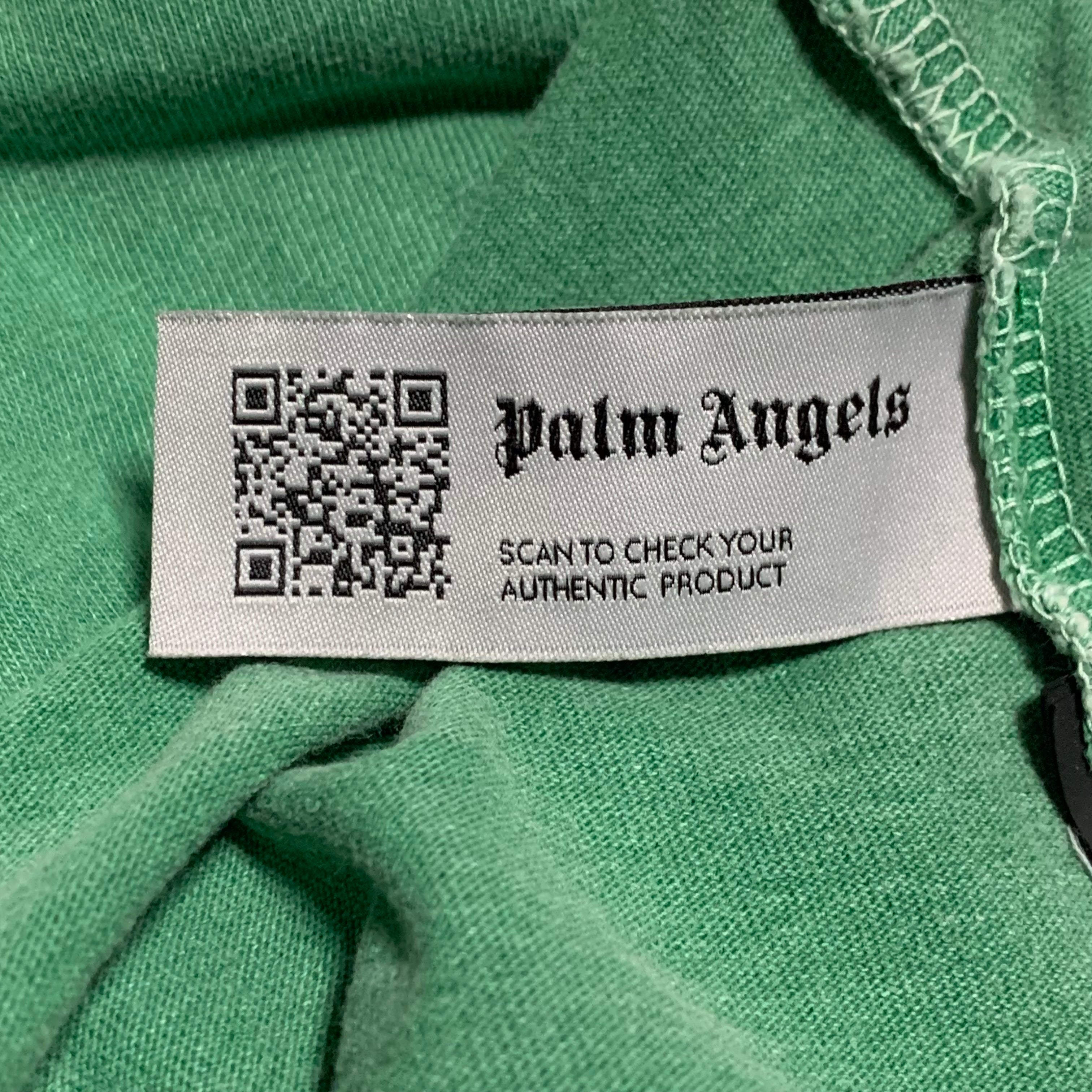 Palm Angels Medium Bear Head Green Tee Distressed