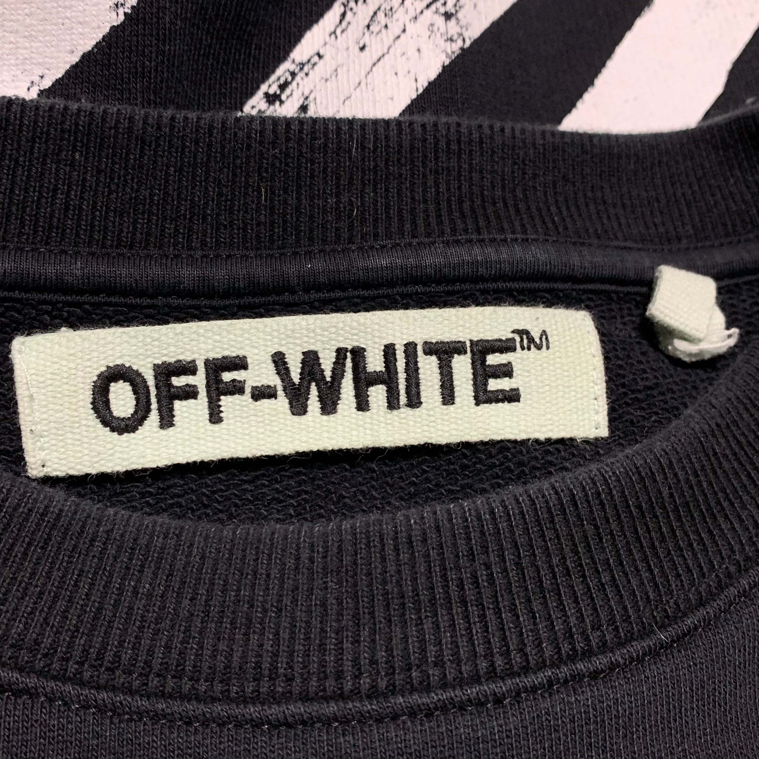 Off White Small Diagonal Brushed Black Sweatshirt Crewneck Virgil Abloh