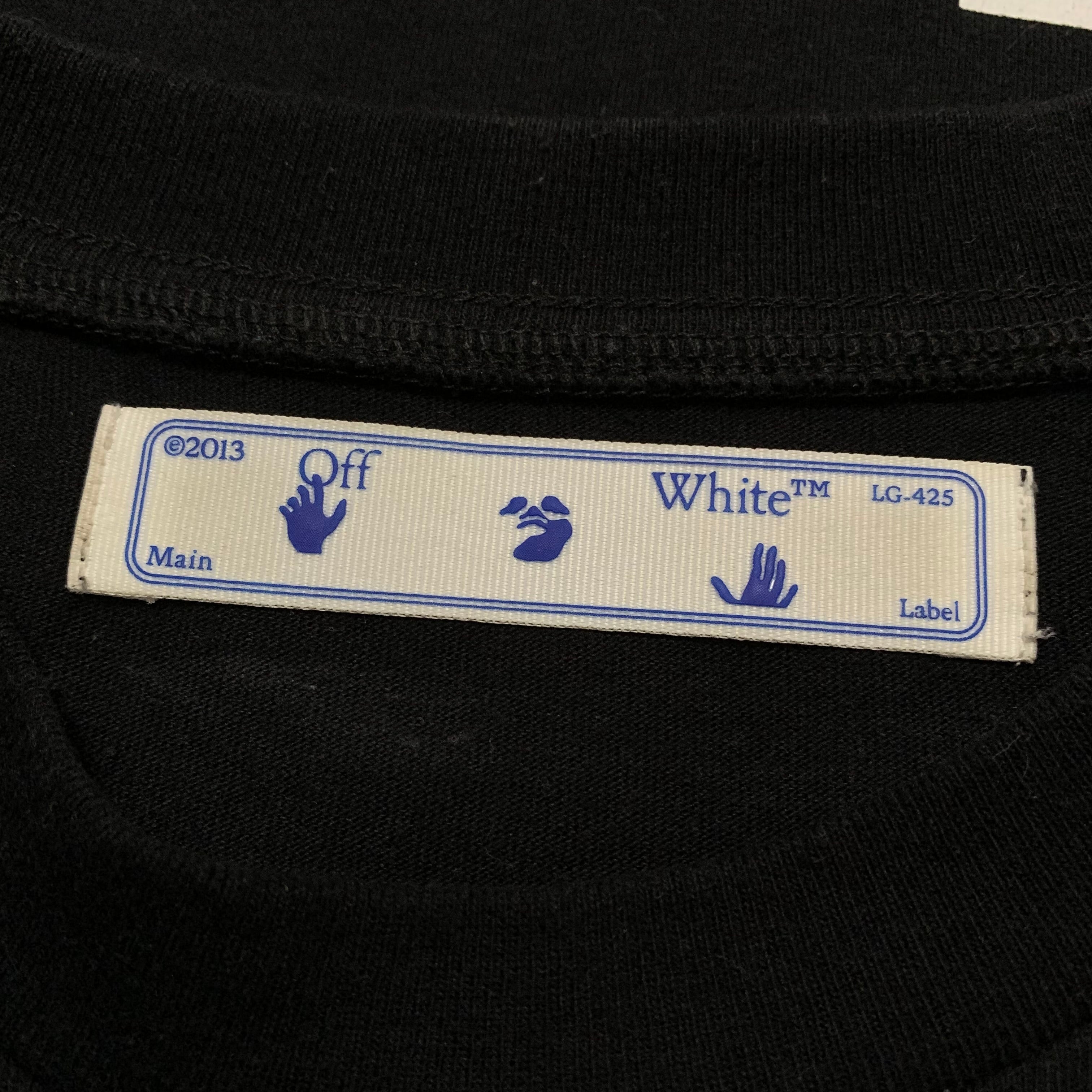 Off White Small Pascal Arrows Black Tee Virgil Abloh Skeleton (OMAA027F20FAB017)