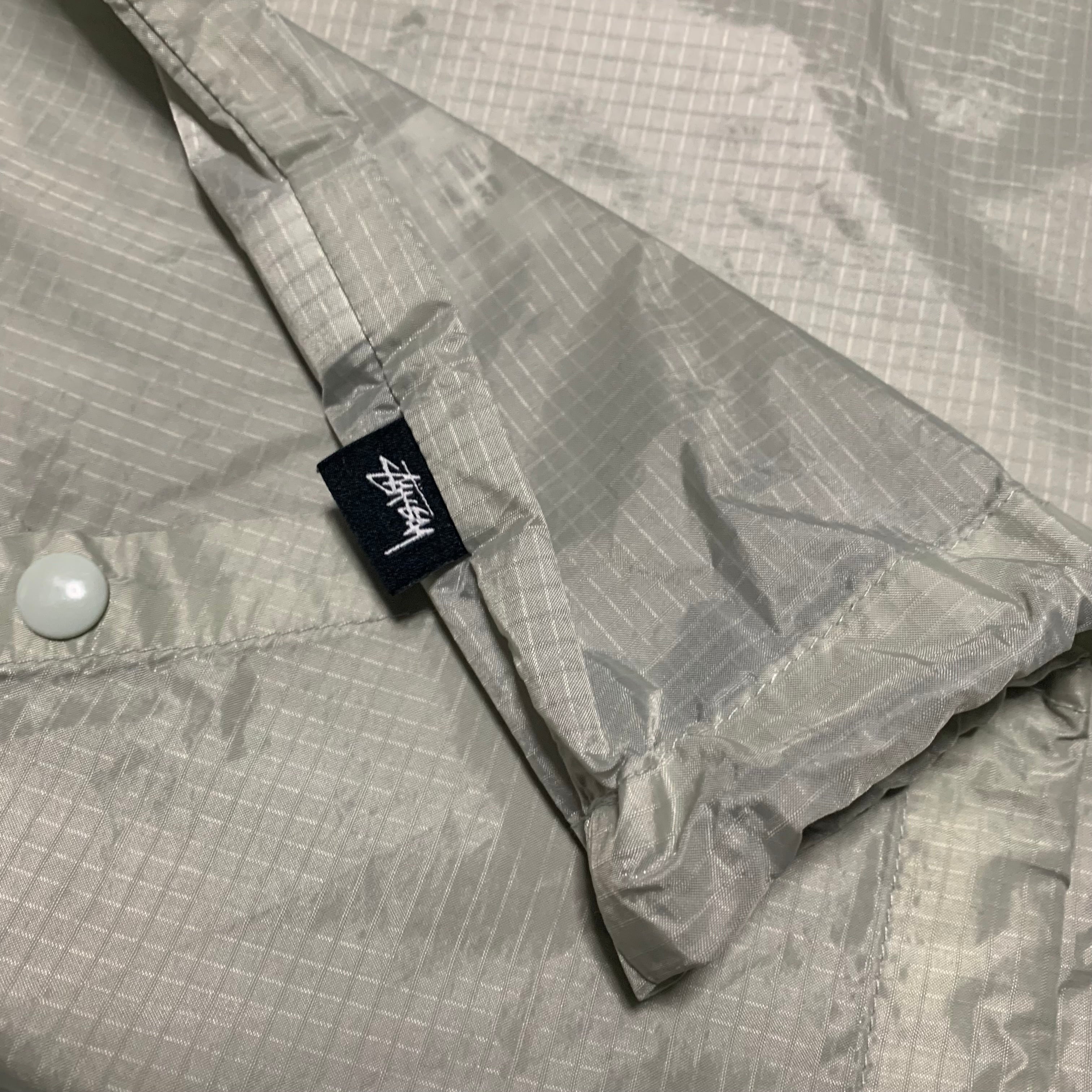 Stussy Small Jacket Lightweight Nylon Pullover 1/4 Zip Windbreaker Cream Beige 90s