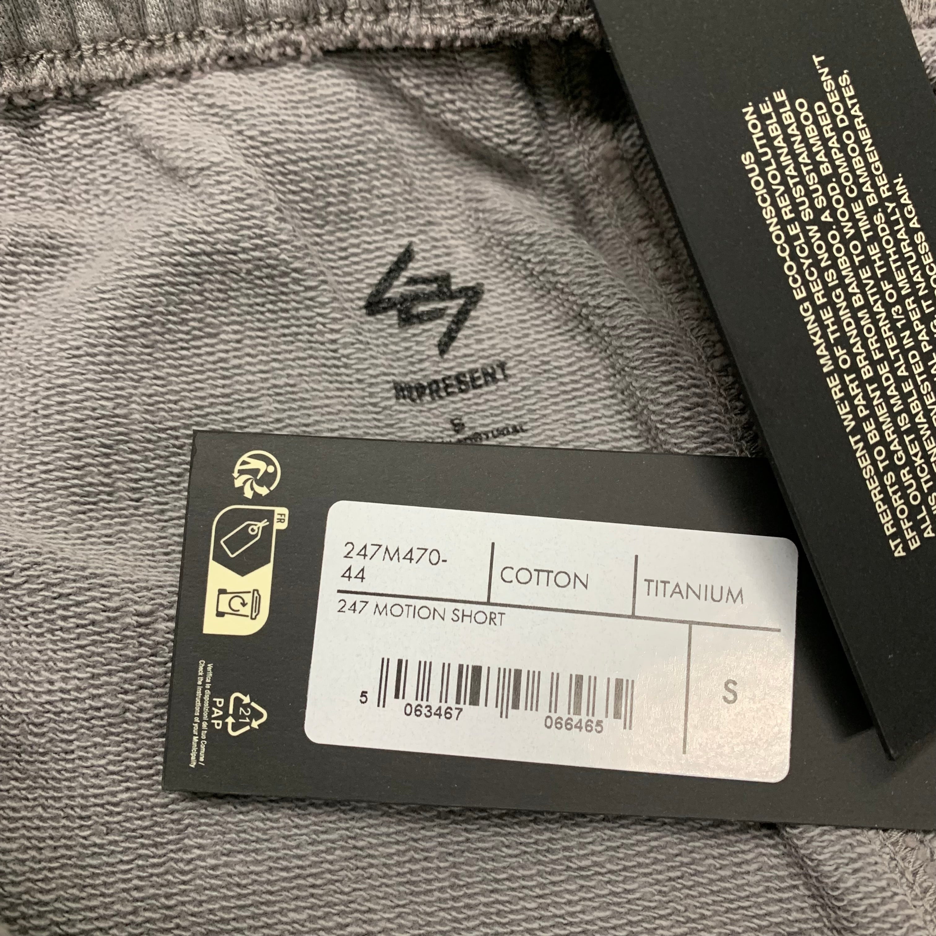 Represent Smal Shorts 247 Motion Titanium Grey Shorts Bottoms