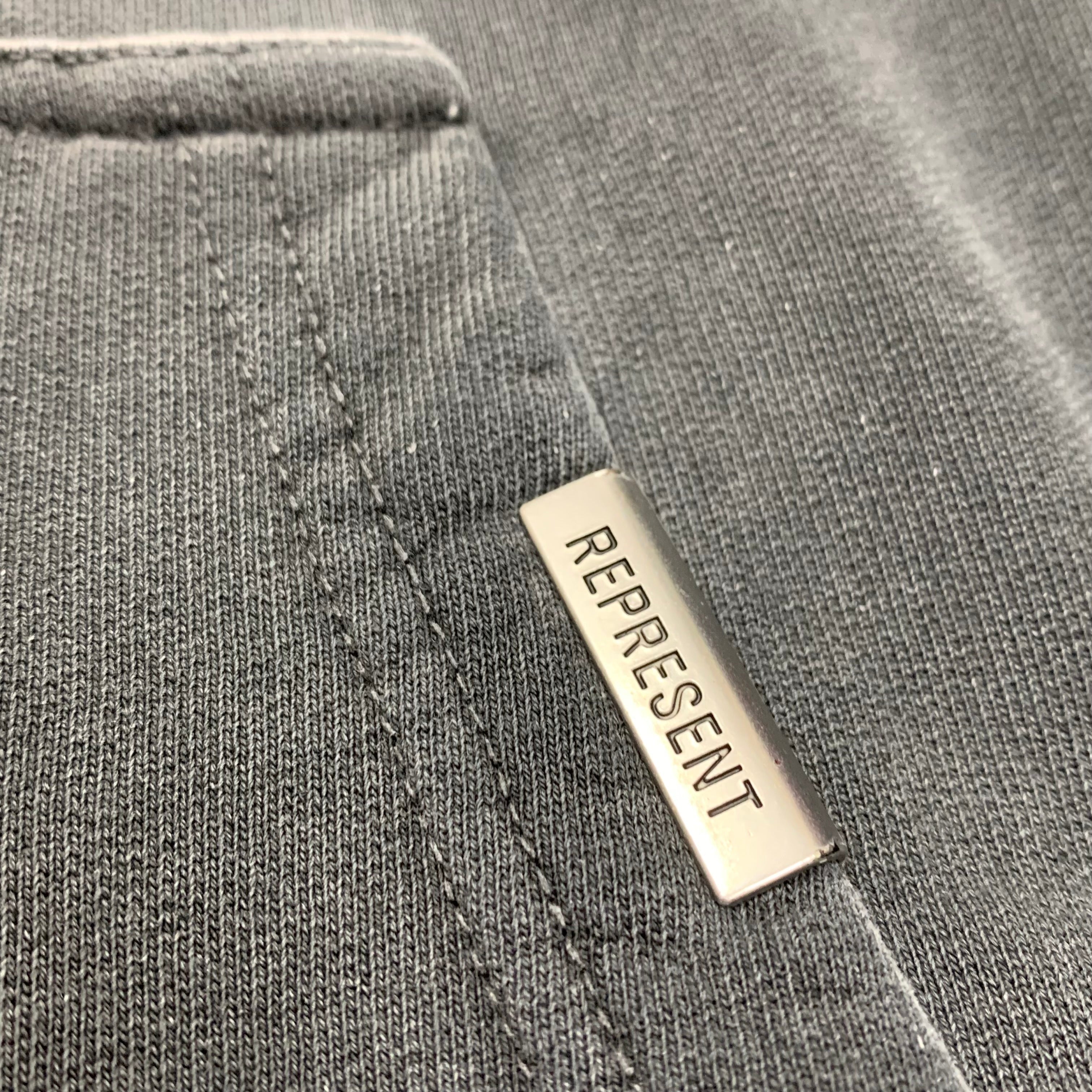 Represent XS Hoodie Initial Masking Tape Stained Black Hoodie