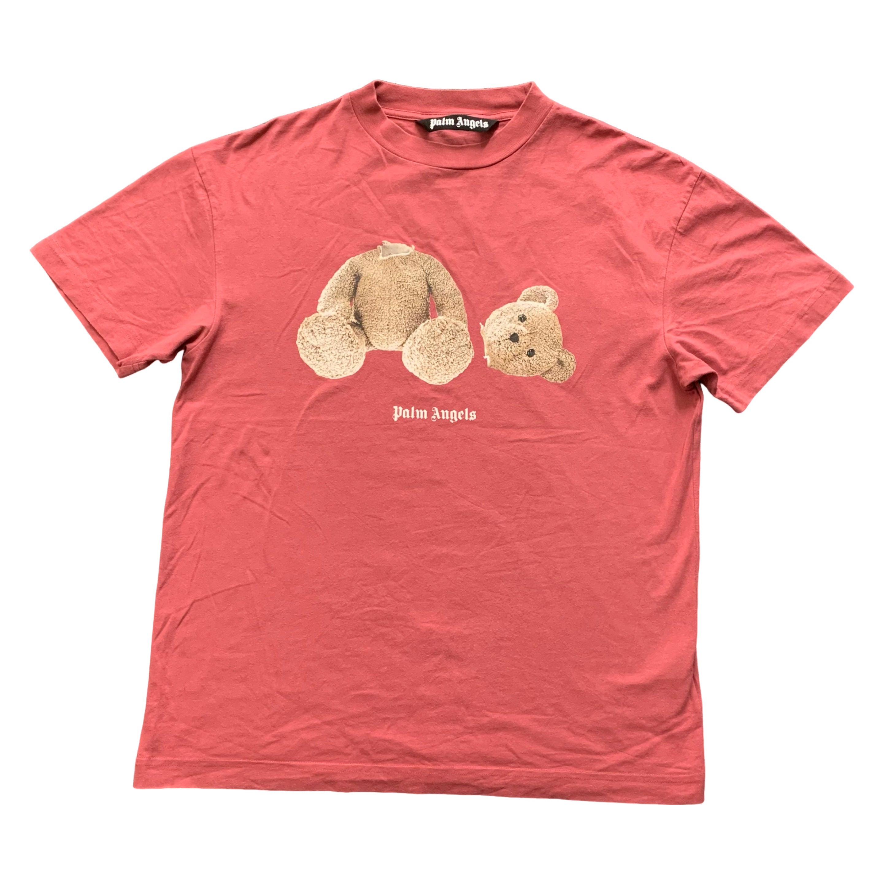 Palm Angels Medium Tee Bear Classic Burgundy Red Rose Pink T-Shirt