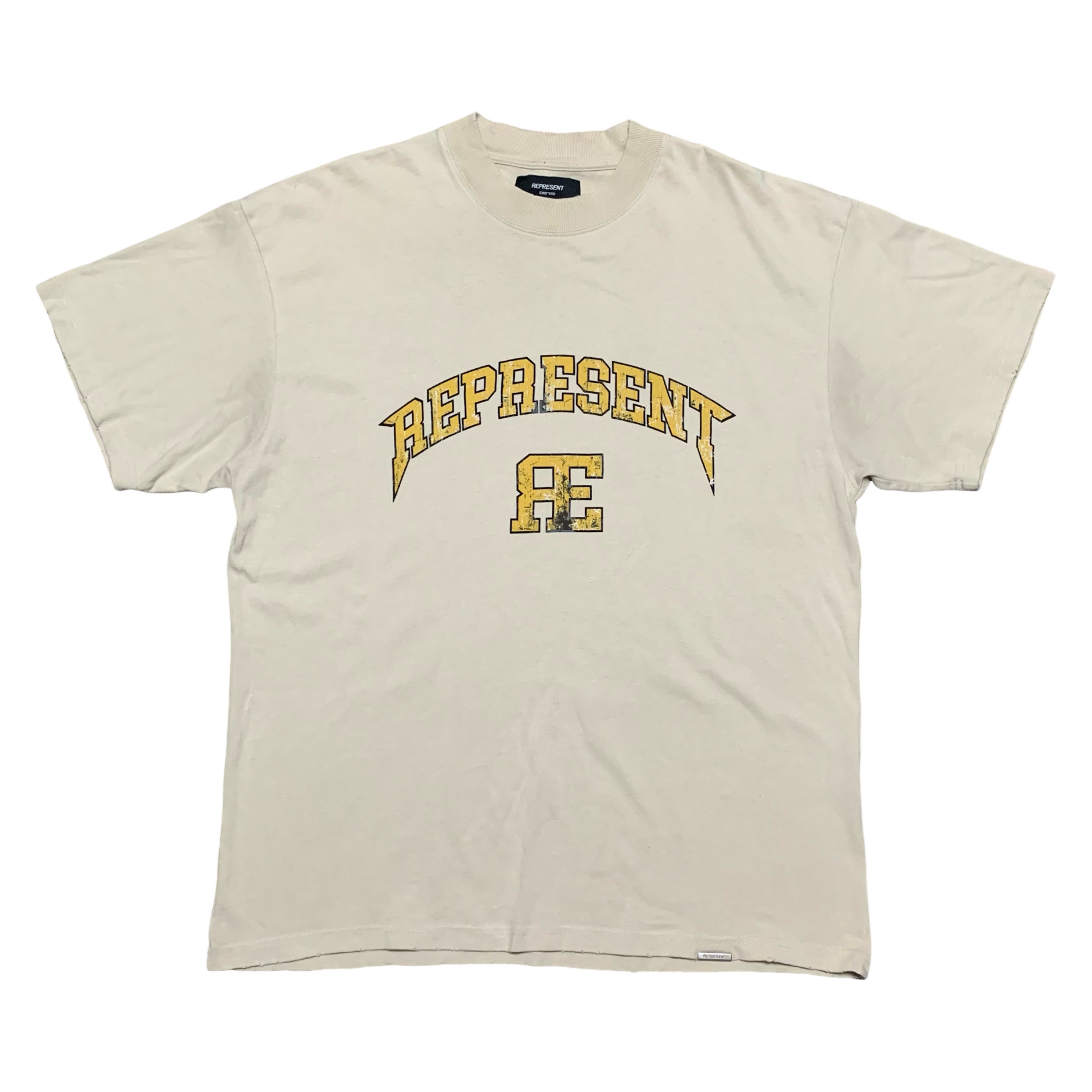 Represent Medium Varsity Logo Vintage White Tee