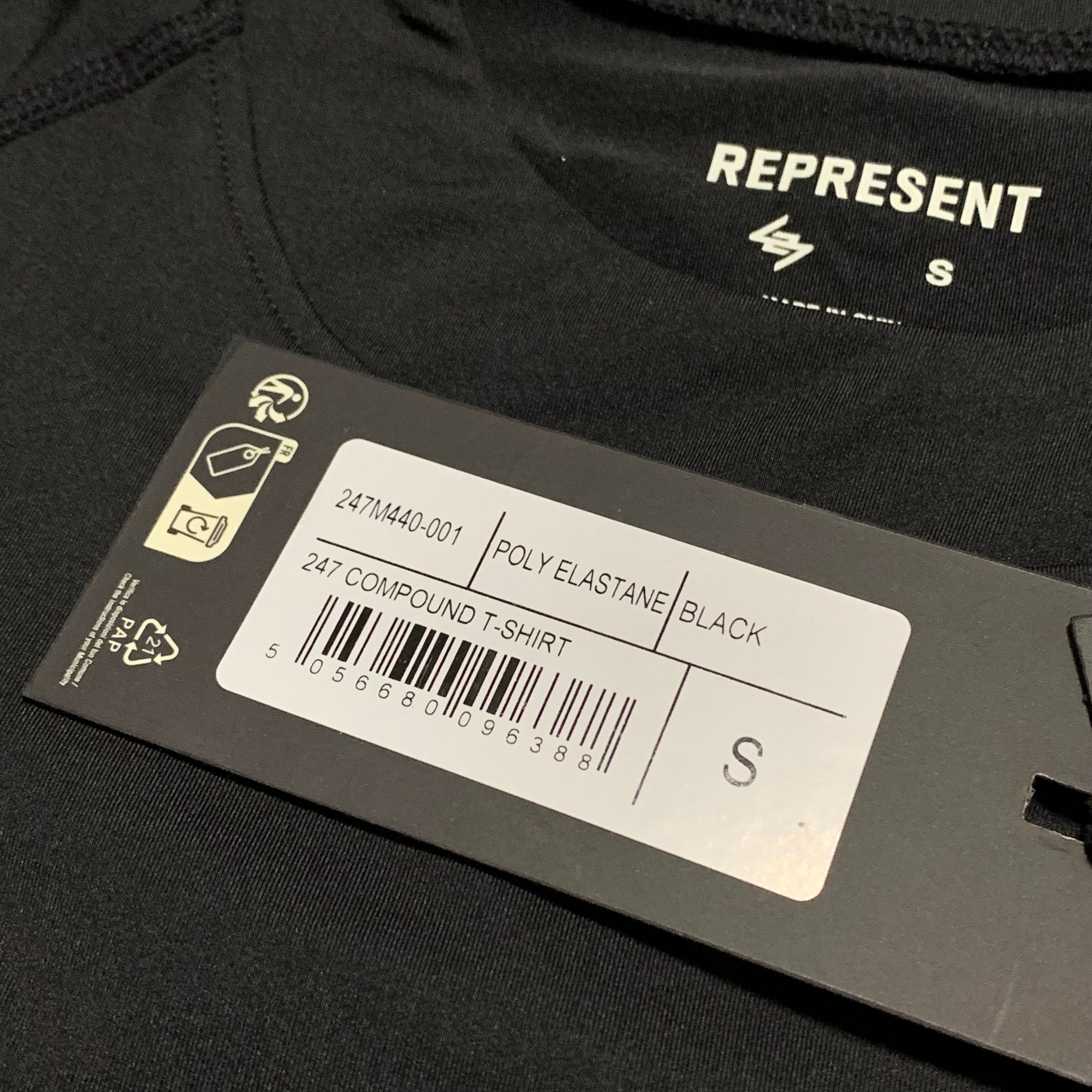 Represent Small 247 Compound Black Tee Gym Top