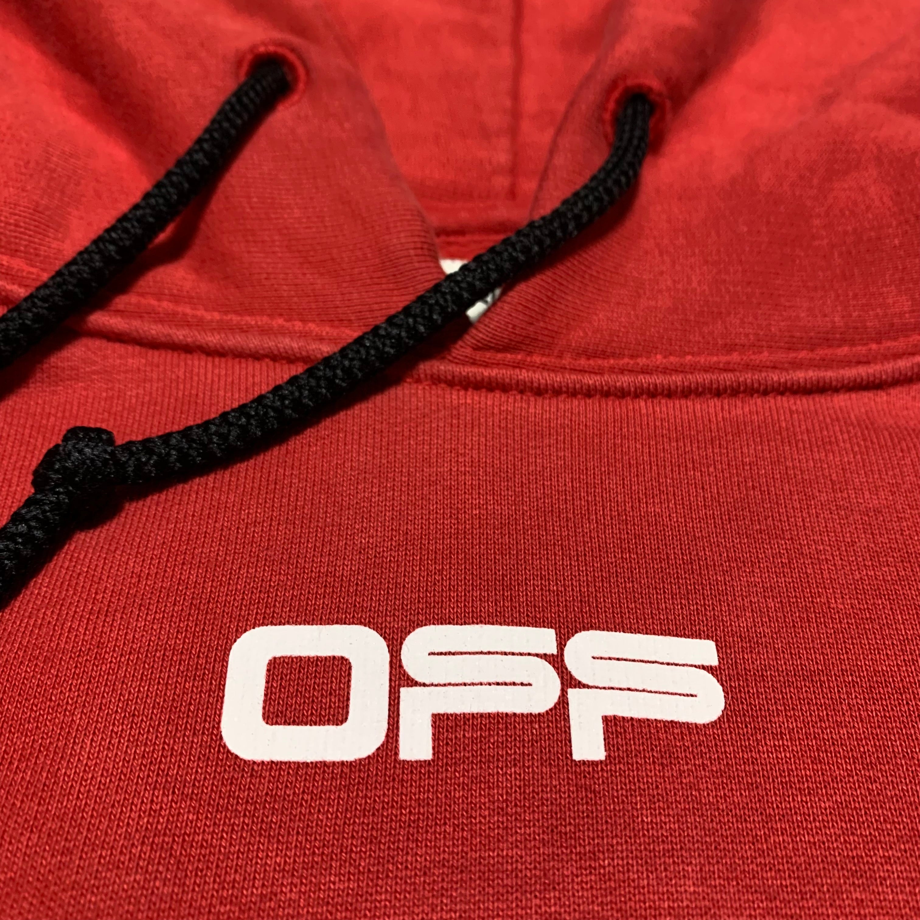 Off White Small Airport Arrows Red Hoodie Virgil Abloh