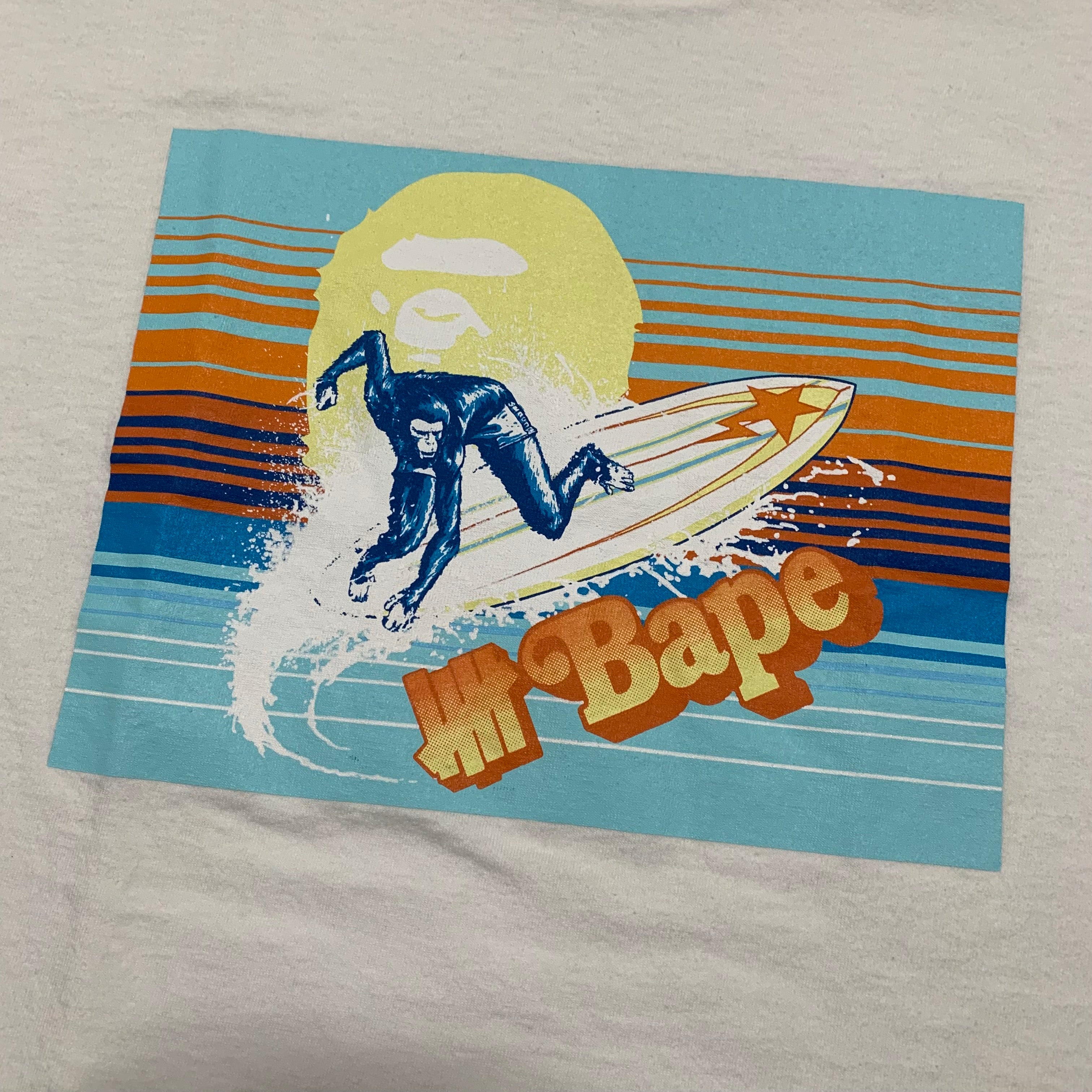 Bape Large Undefeated Surfing Ape Head White Tee A Bathing Ape