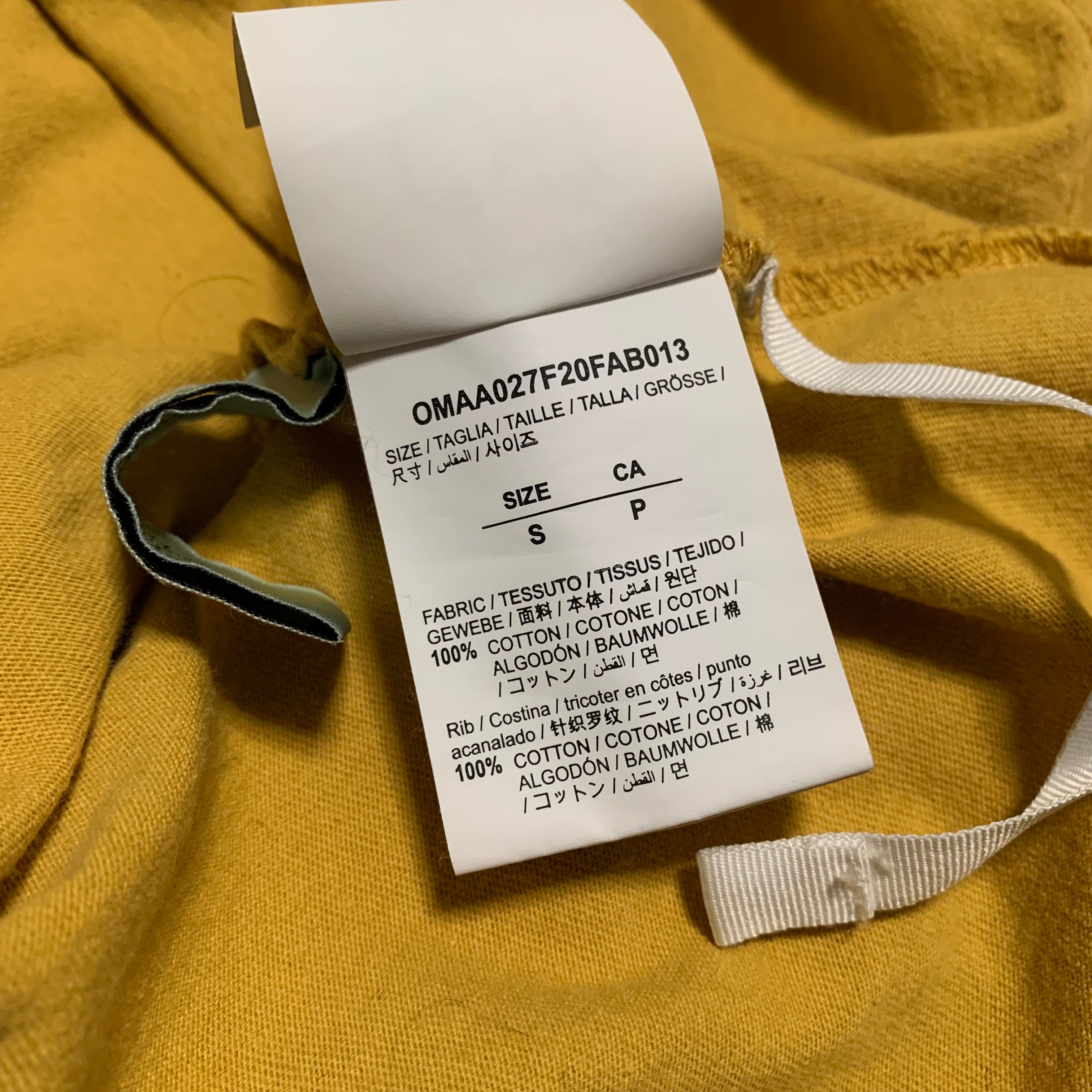 Off White Small Agreement Arrows Yellow Tee Virgil Abloh (OMAA027F20FAB013)