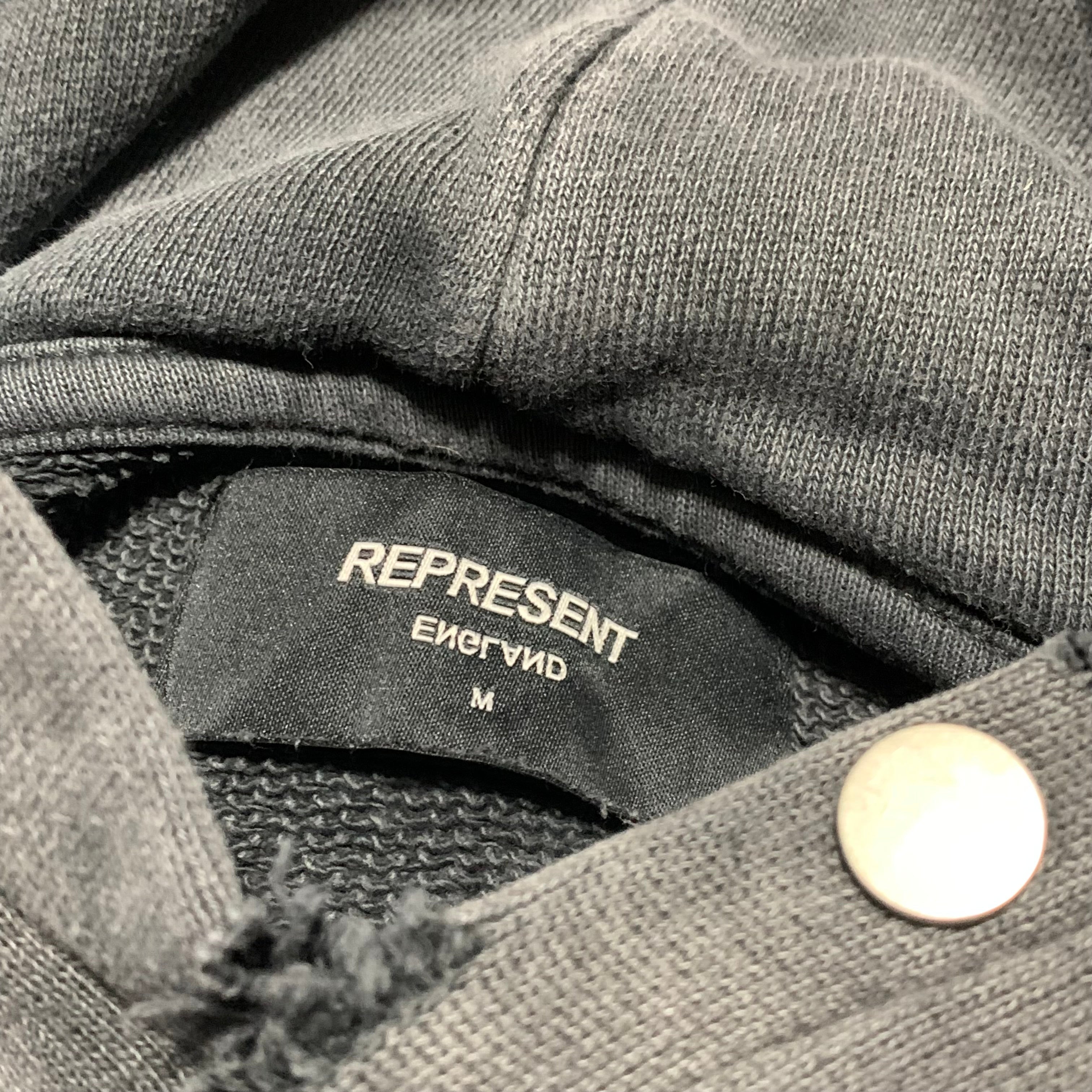 Represent Medium Terrier Eagle Vintage Grey Hoodie Distressed