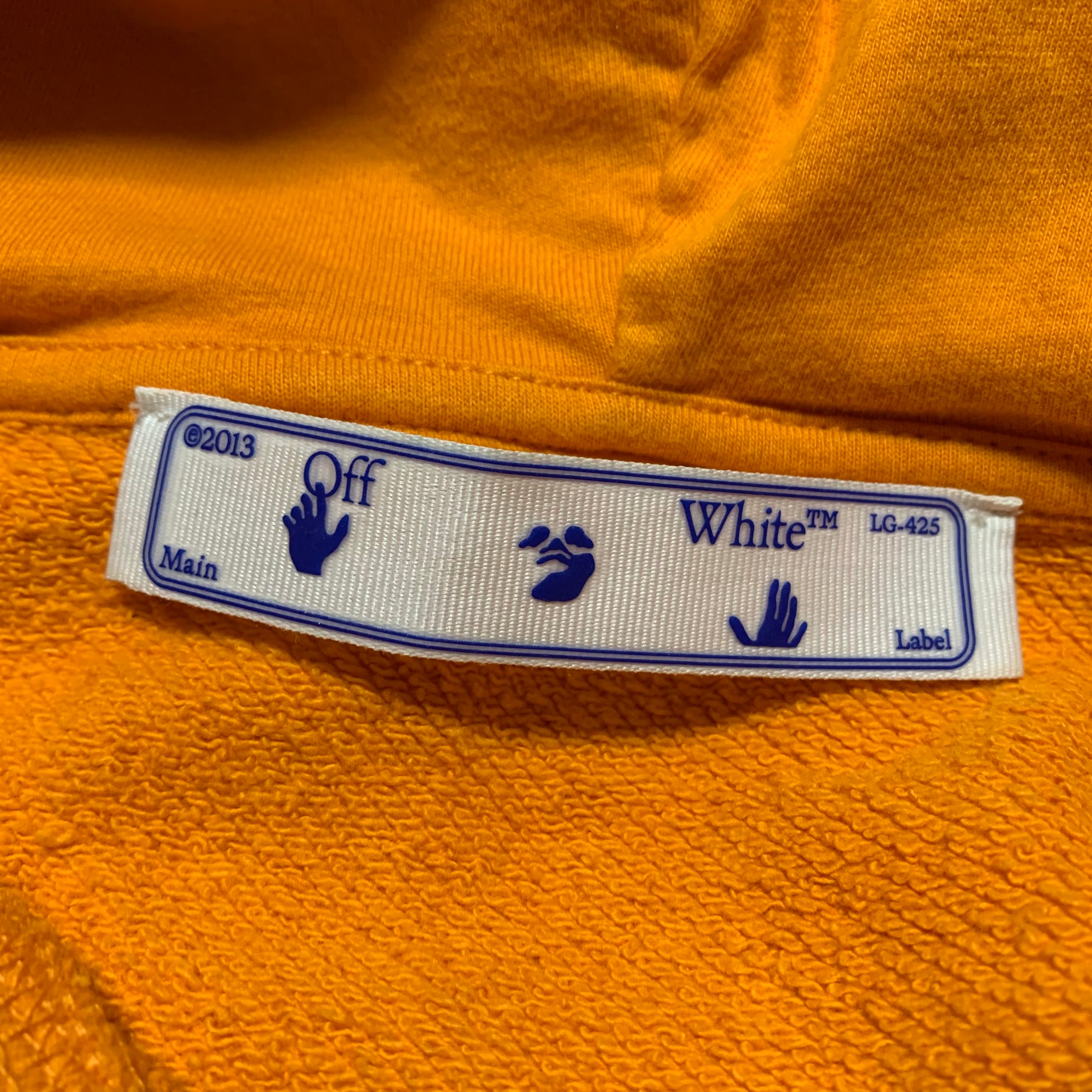 Off White Medium Underline Logo Orange Hoodie Virgil Abloh