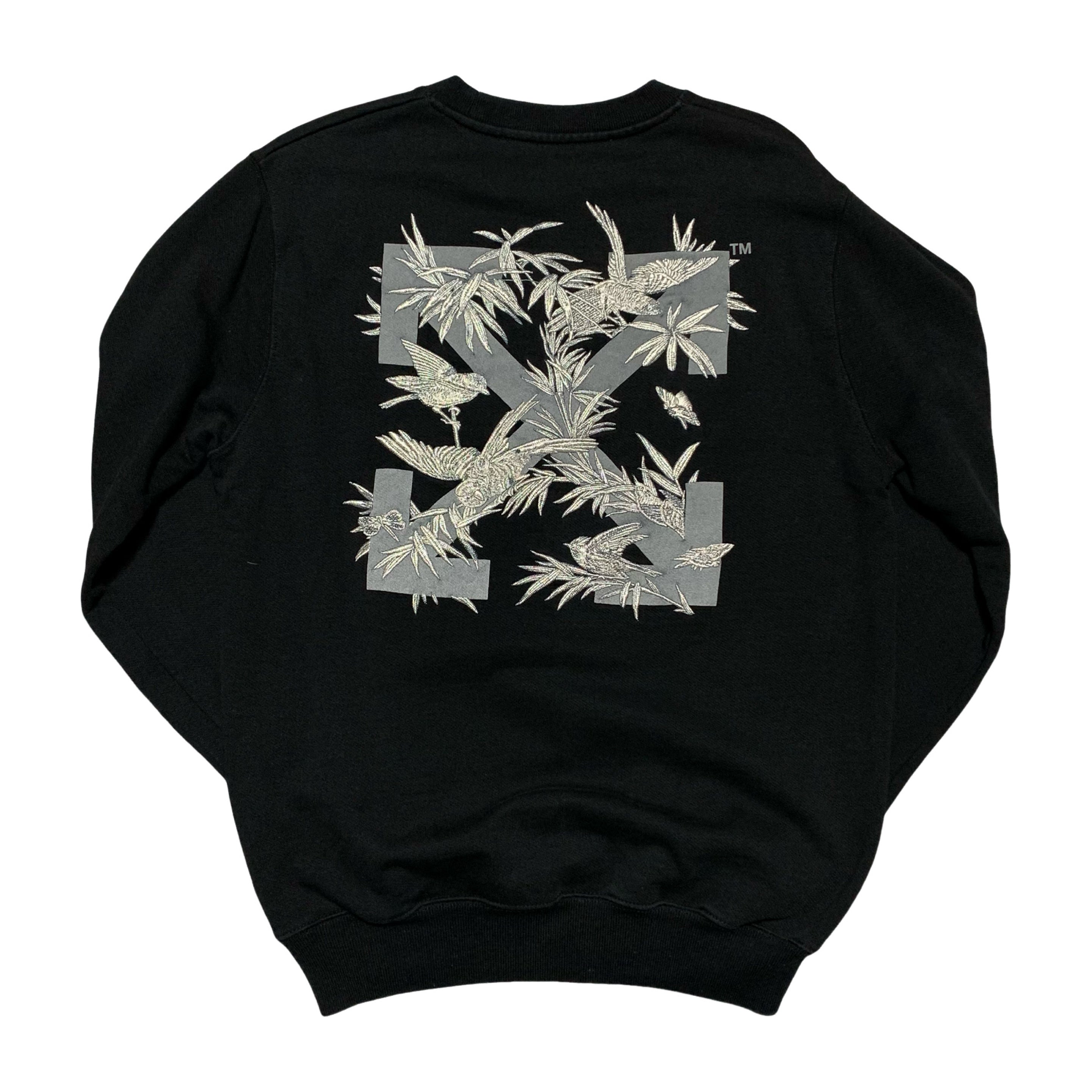 Off White XS Arrows Black Birds Black Sweatshirt Crewneck Virgil Abloh