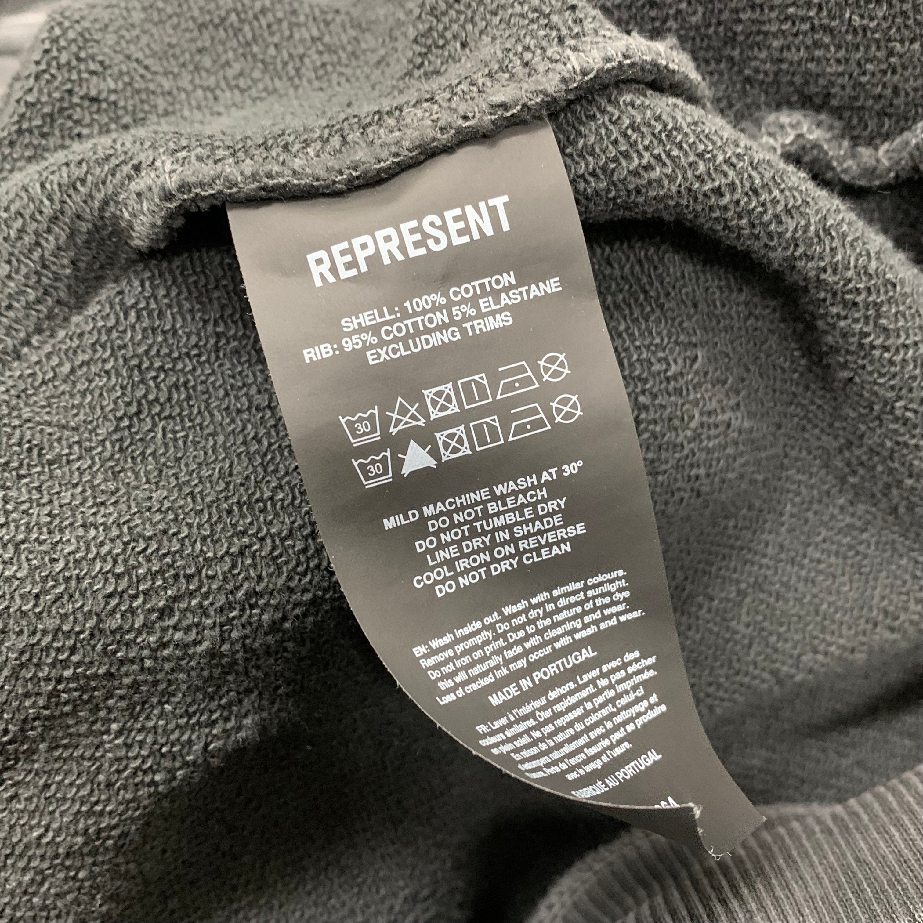 Represent XS Hoodie Initial Masking Tape Stained Black Hoodie