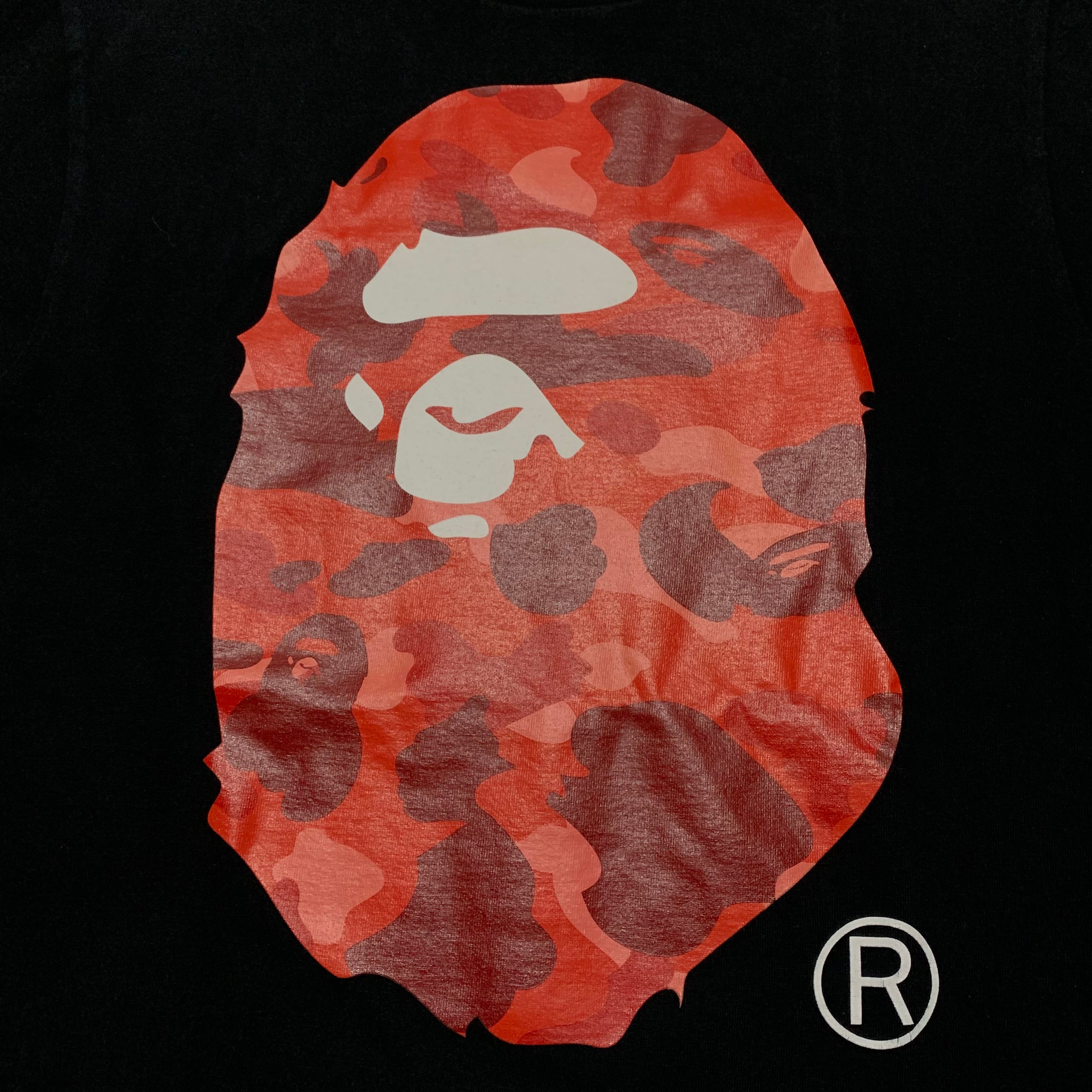 Bape Medium Big Ape Head Red Camo Black Tee A Bathing Ape Vintage