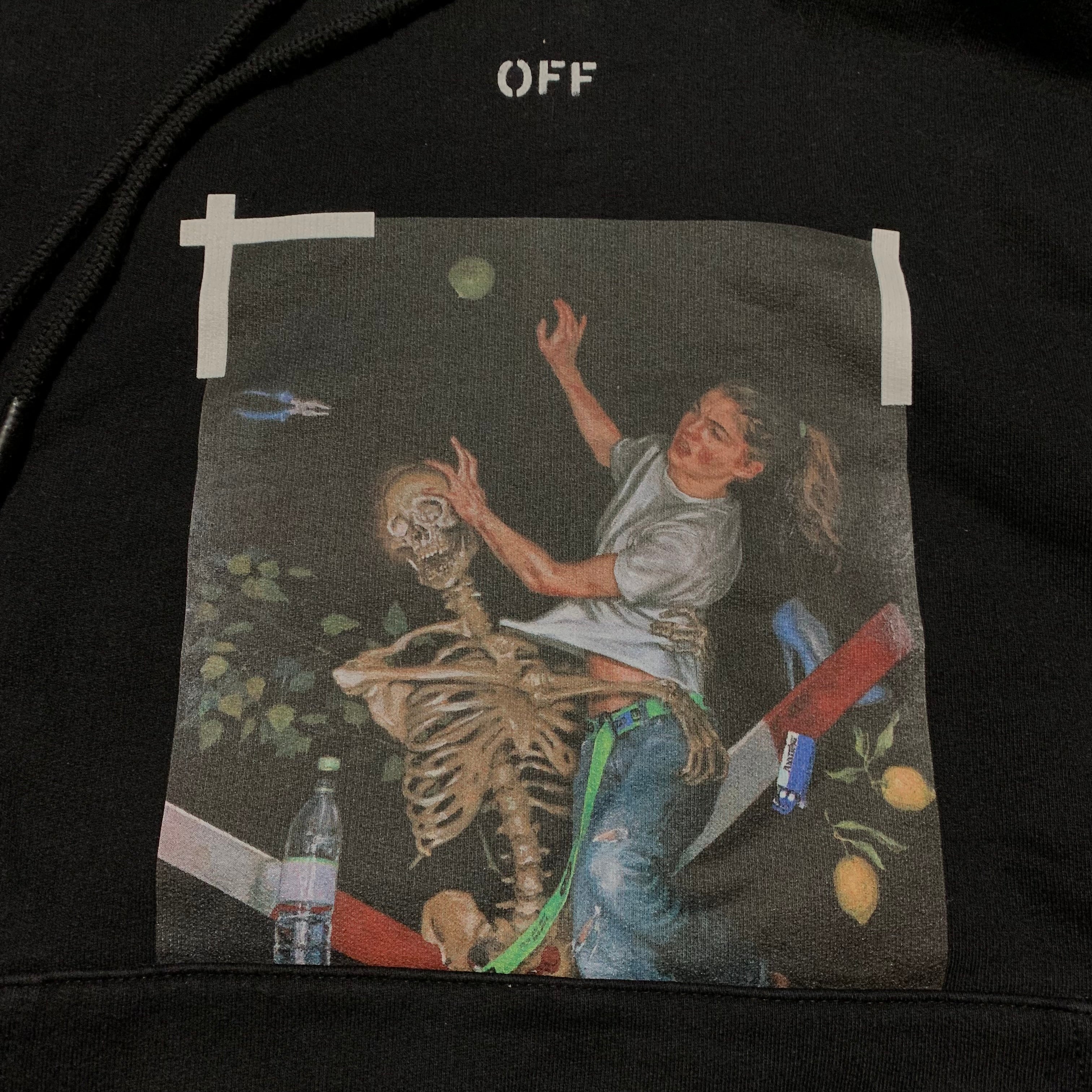 Off White Medium Pascal Arrows Black Hoodie Virgil Abloh Skeleton