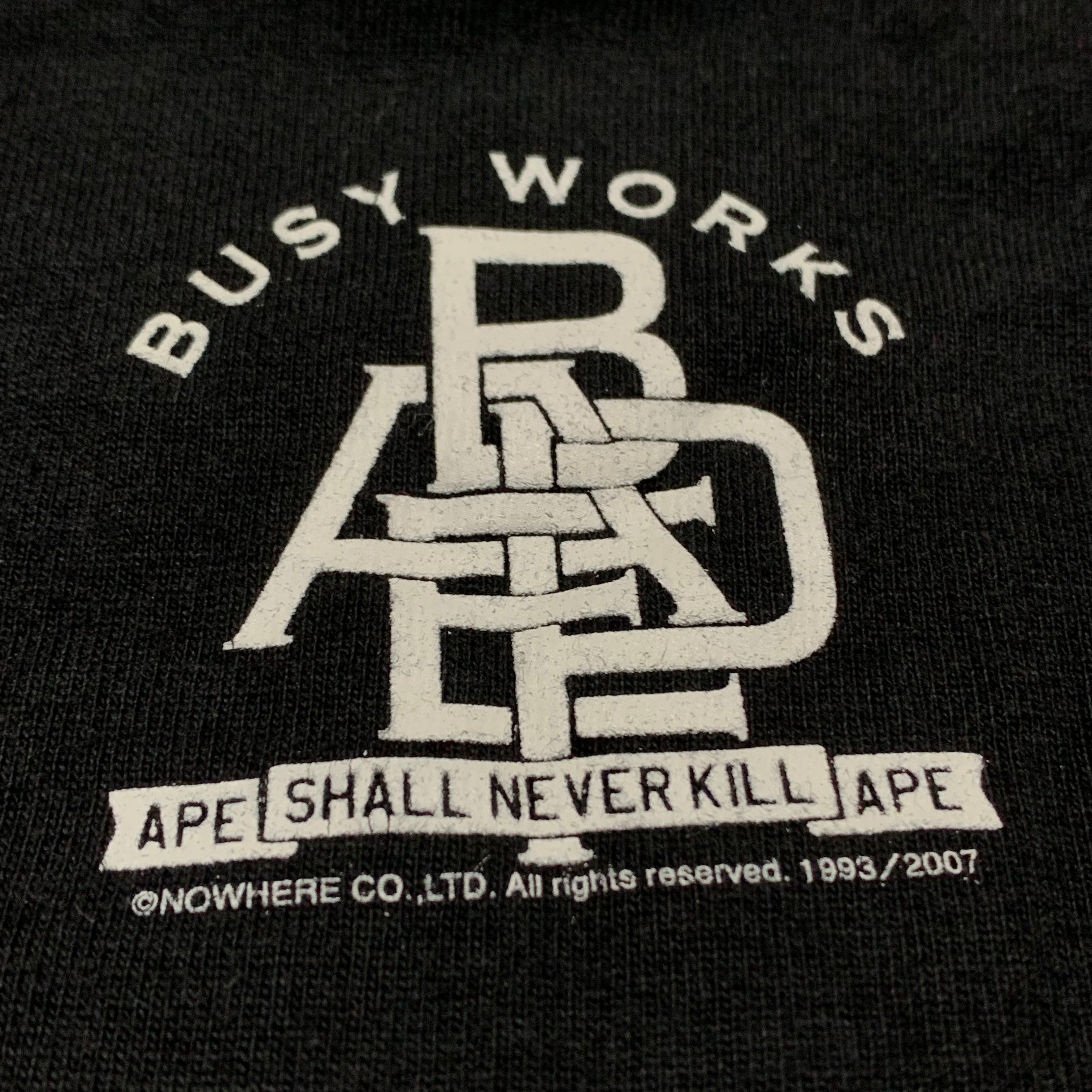 Bape Medium Busy Works Graphic Black Tee A Bathing Ape 2007