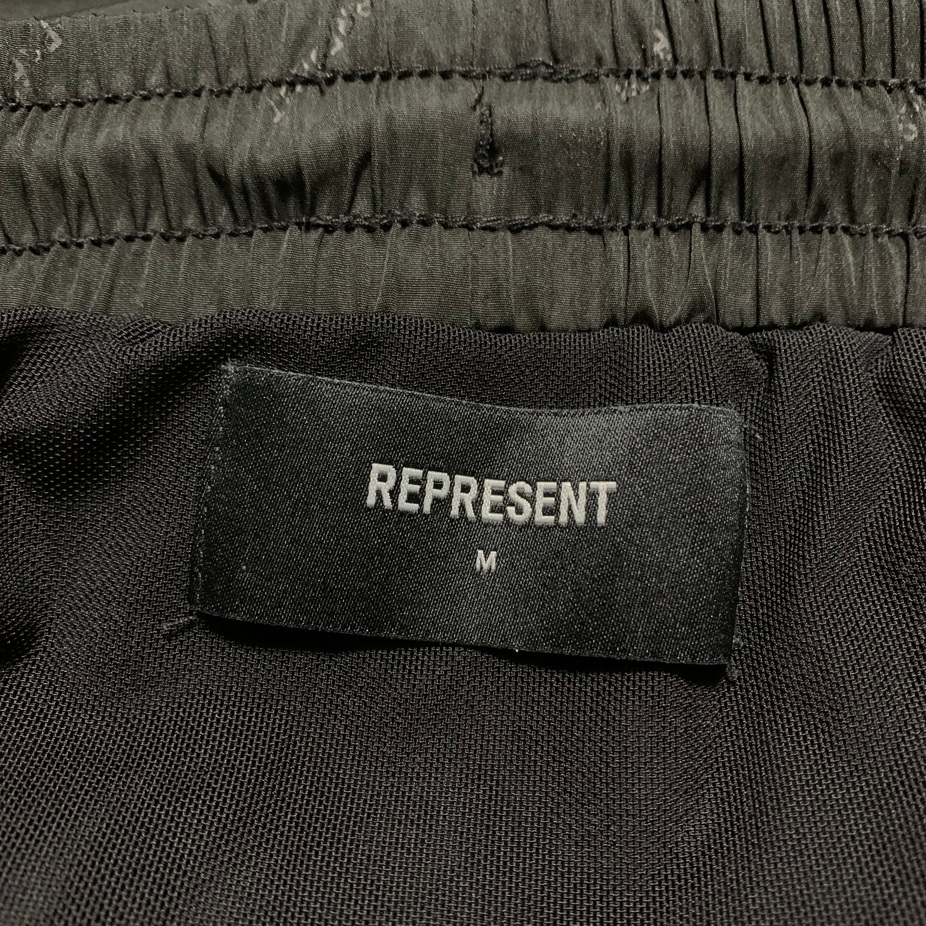 Represent Medium Swim Shorts Logo All Over Black