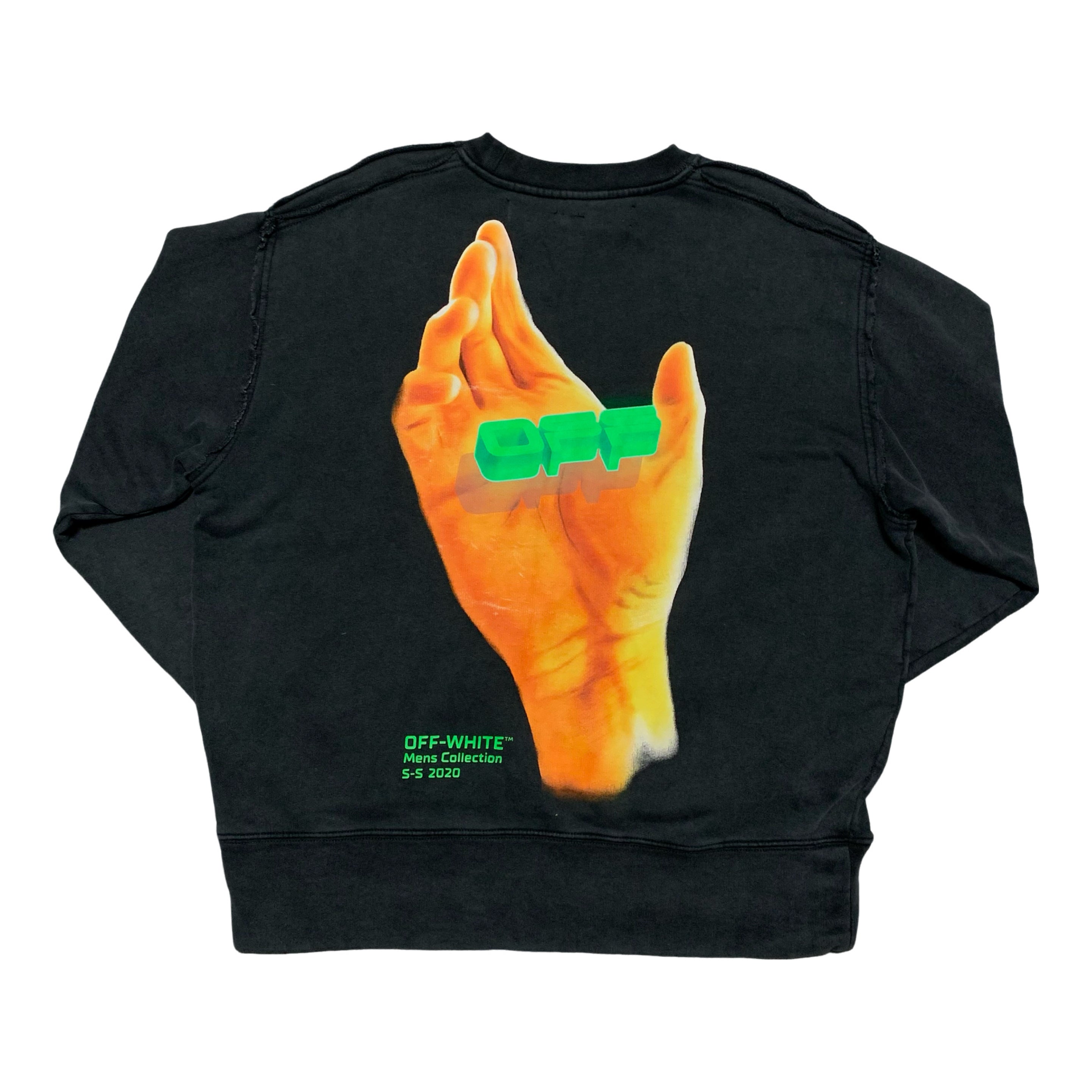 Off White Medium Hand Logo Off Black Sweatshirt Crewneck Virgil Abloh