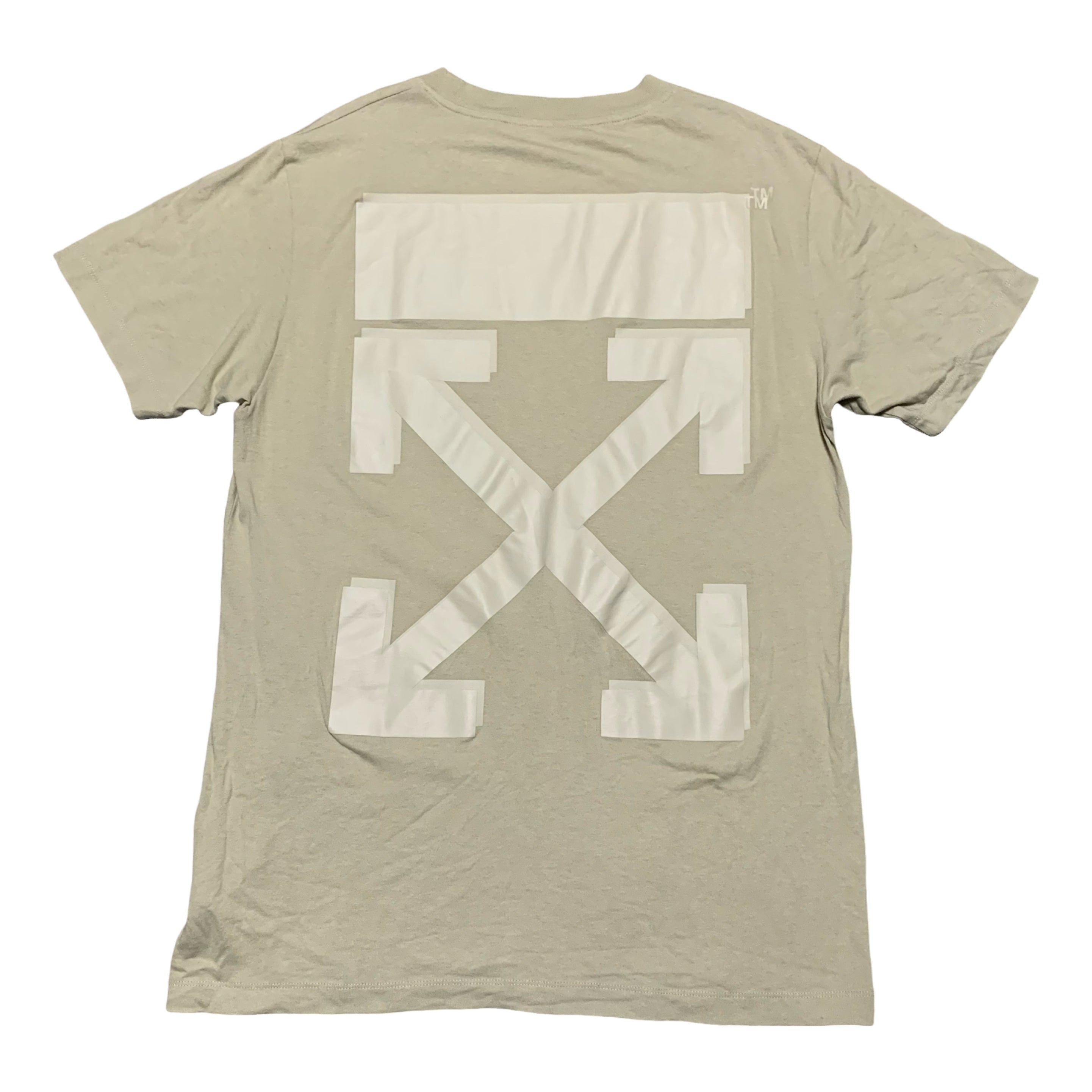 Off White Large Arrows Tab Beige Khaki Tee Virgil Abloh
