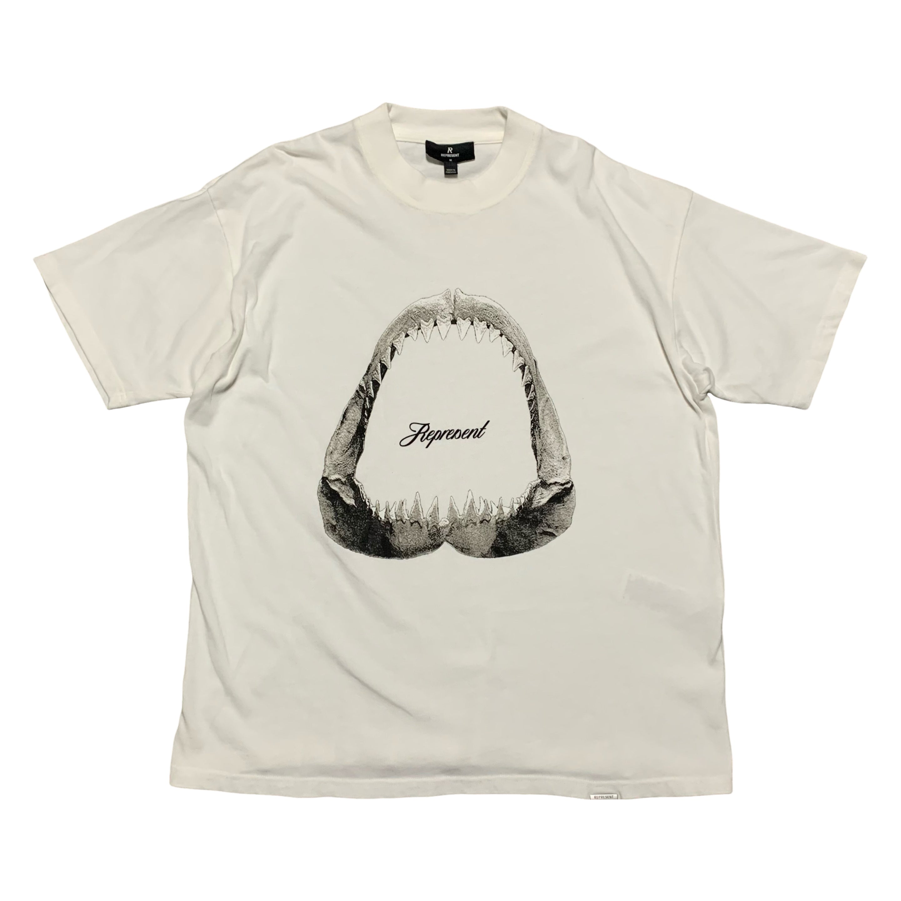 Represent Medium JAWS Flat White Tee