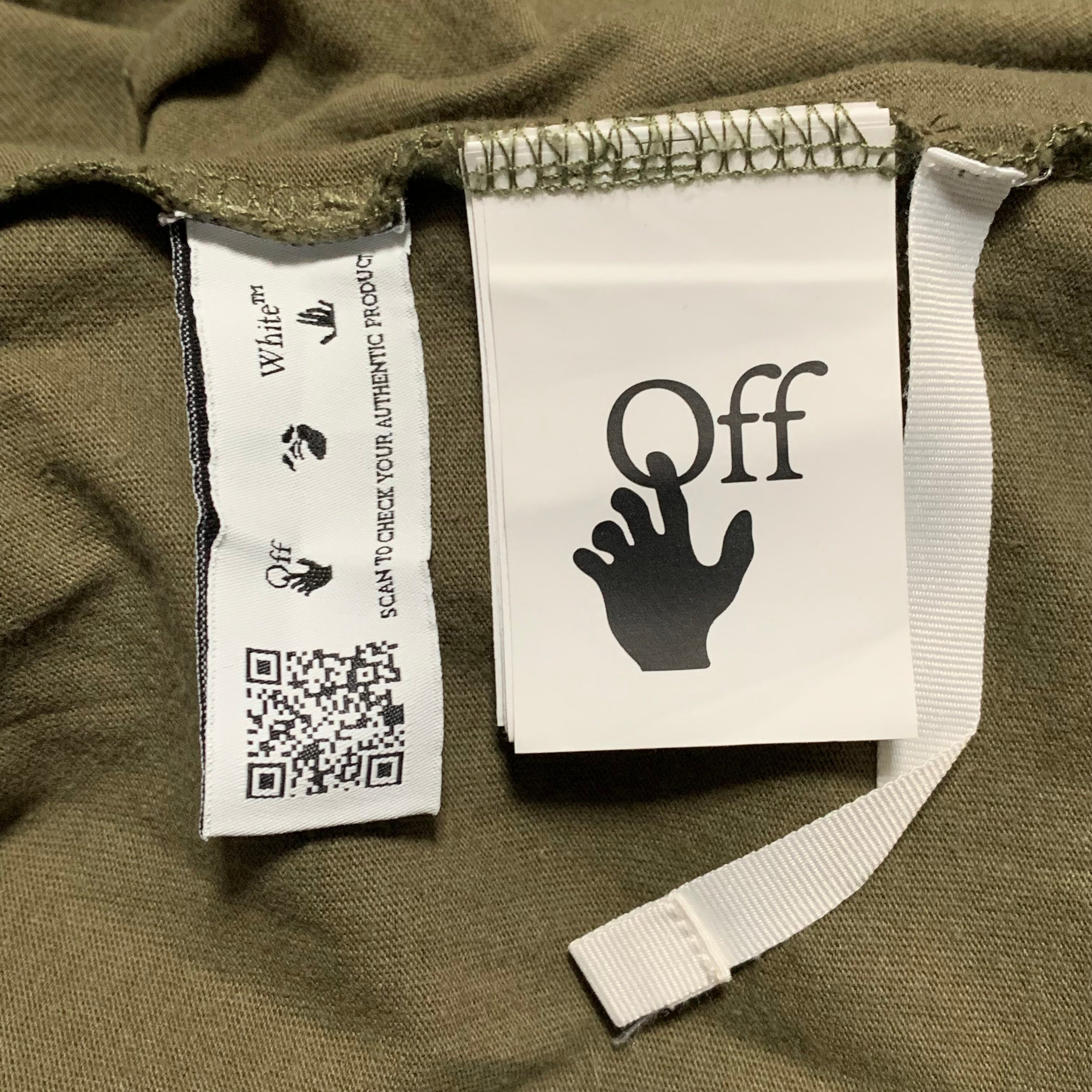 Off White Large Diagonal Tab Khaki Green Tee Virgil Abloh