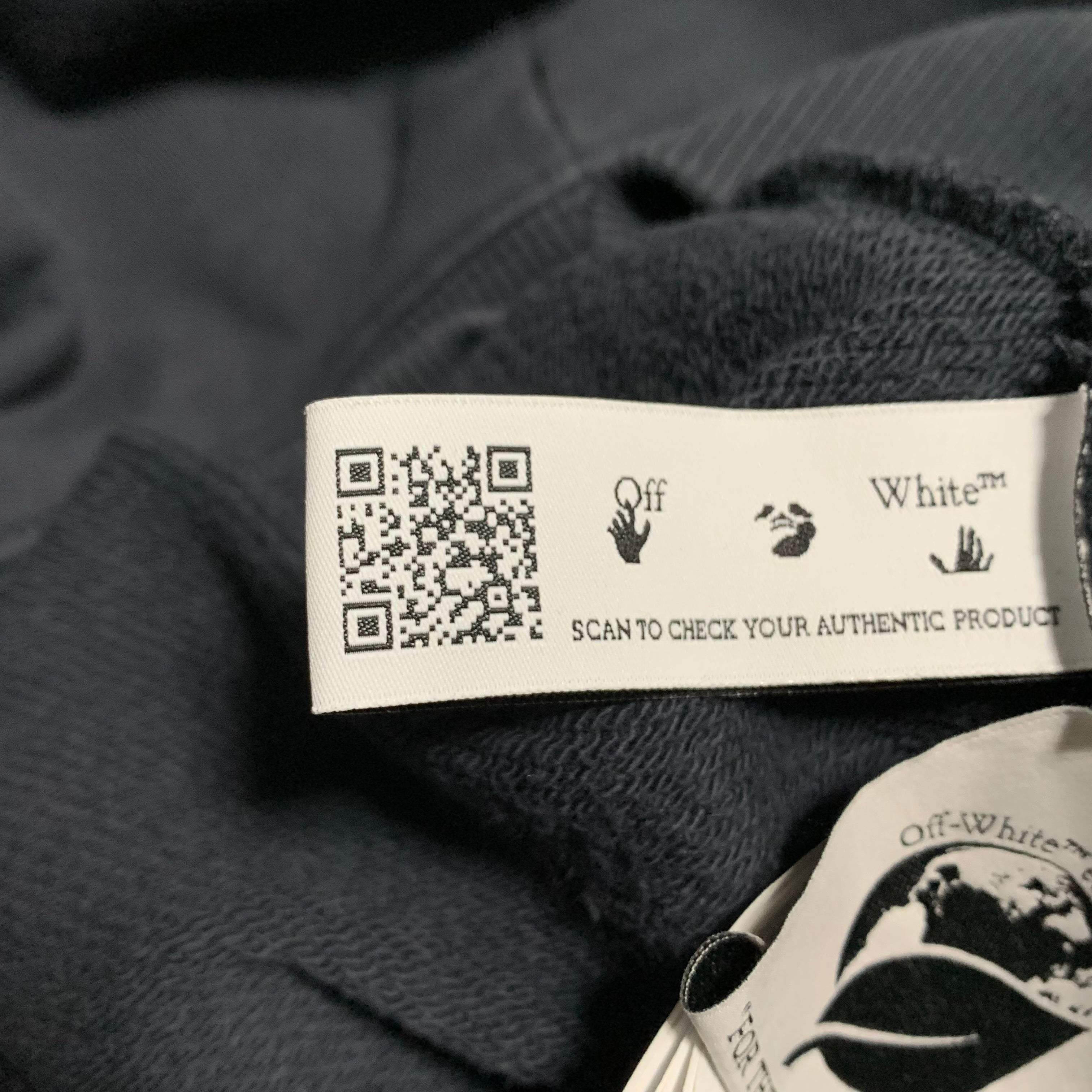 Off White XL Between Arrows Blue Hoodie Virgil Abloh