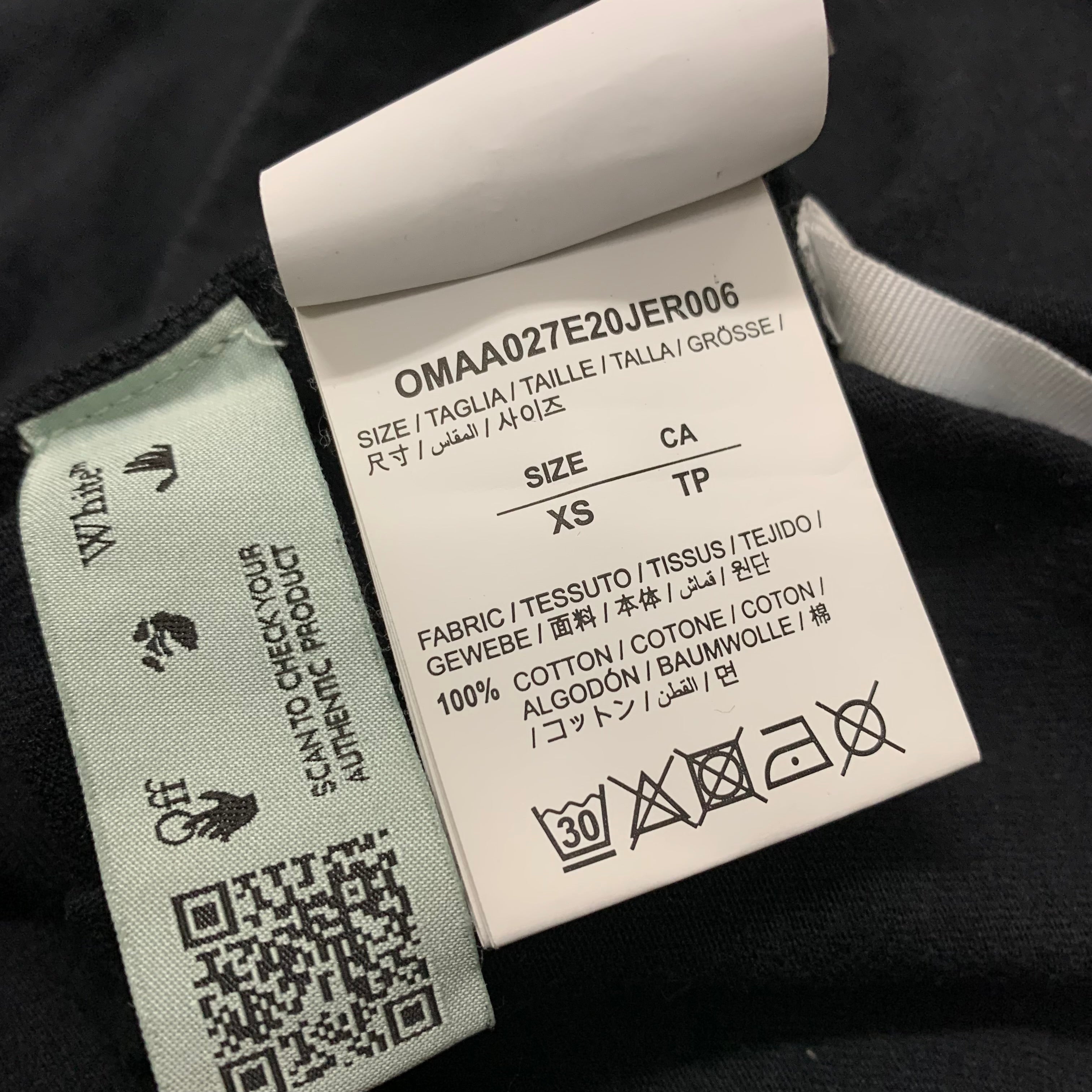 Off White XS Tee Stencil Arrows Black T-Shirt Virgil Abloh