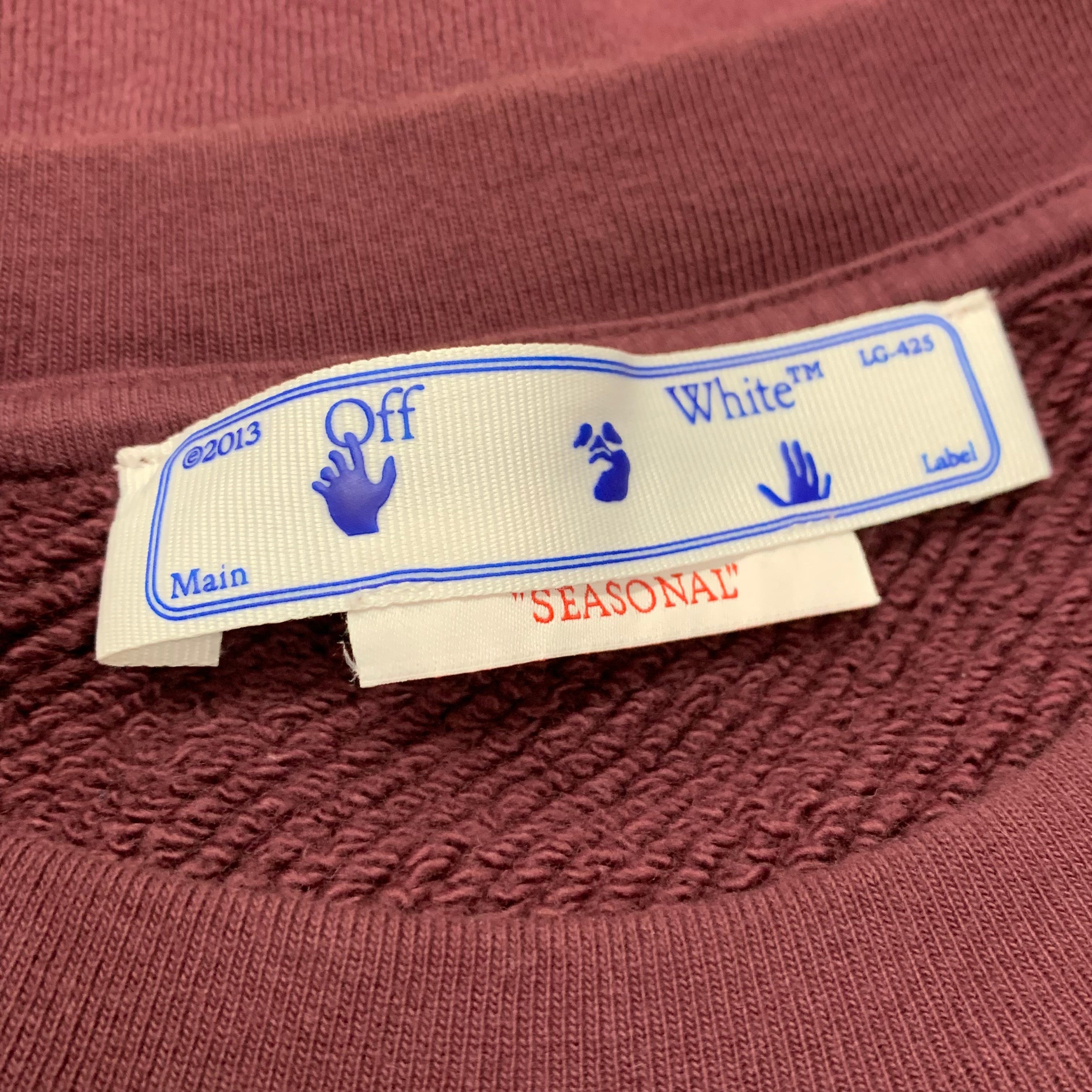 Off White Small Sweatshirt Off Graffiti Burgundy Red Crewneck Virgil Abloh