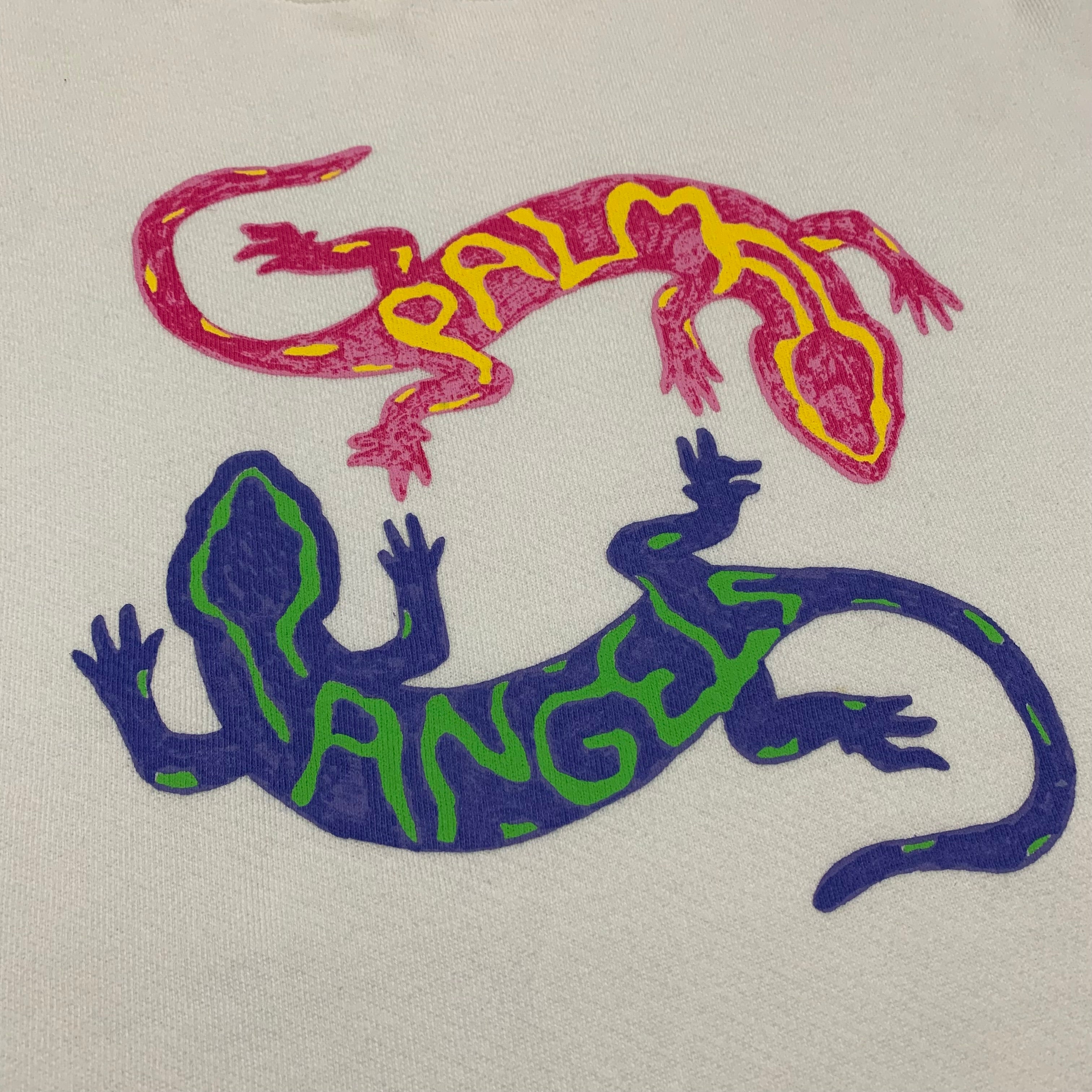 Palm Angels Large Gecko Graphic White Sweatshirt Crewneck