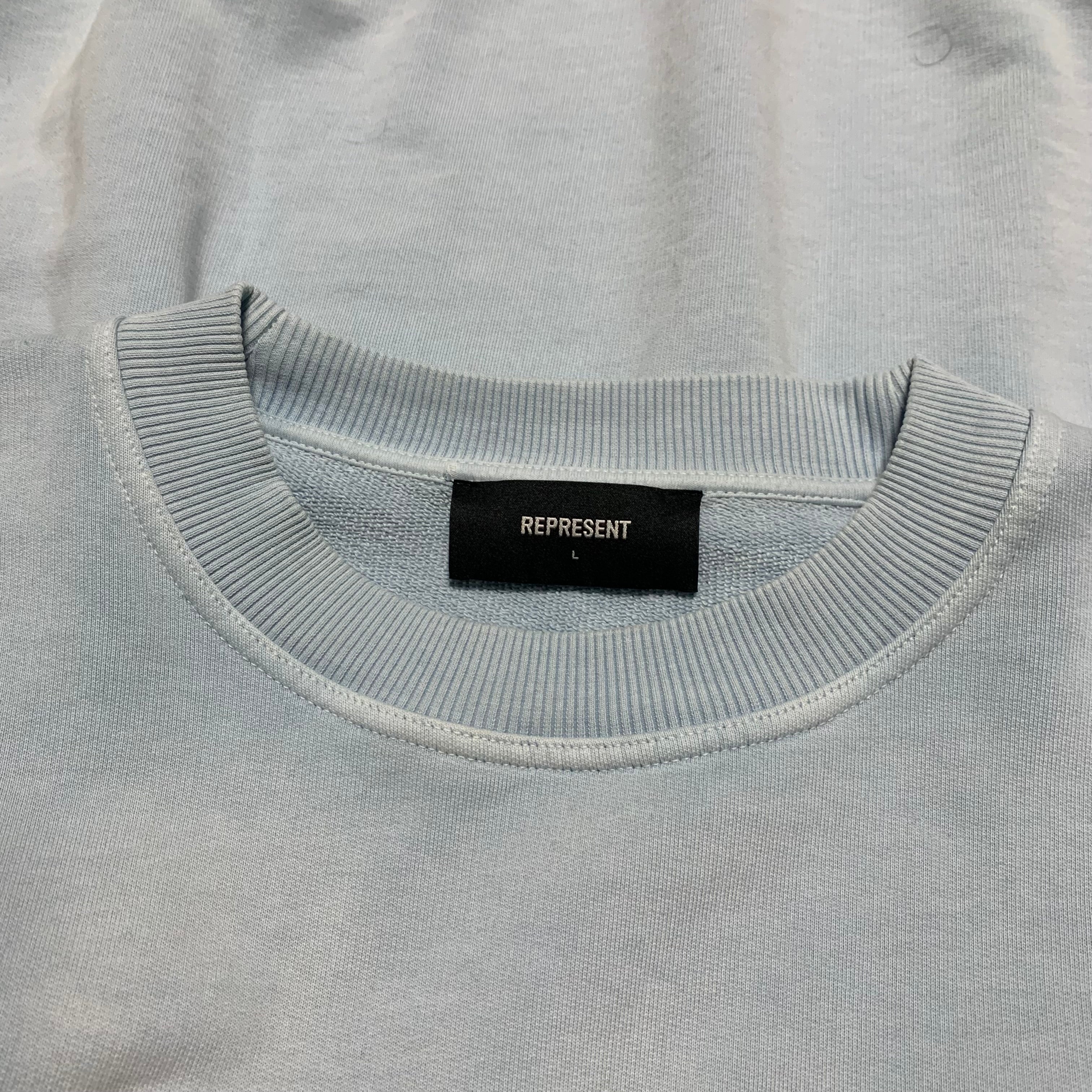 Represent Large Worldwide Powder Blue Sweater Sweatshirt Crewneck
