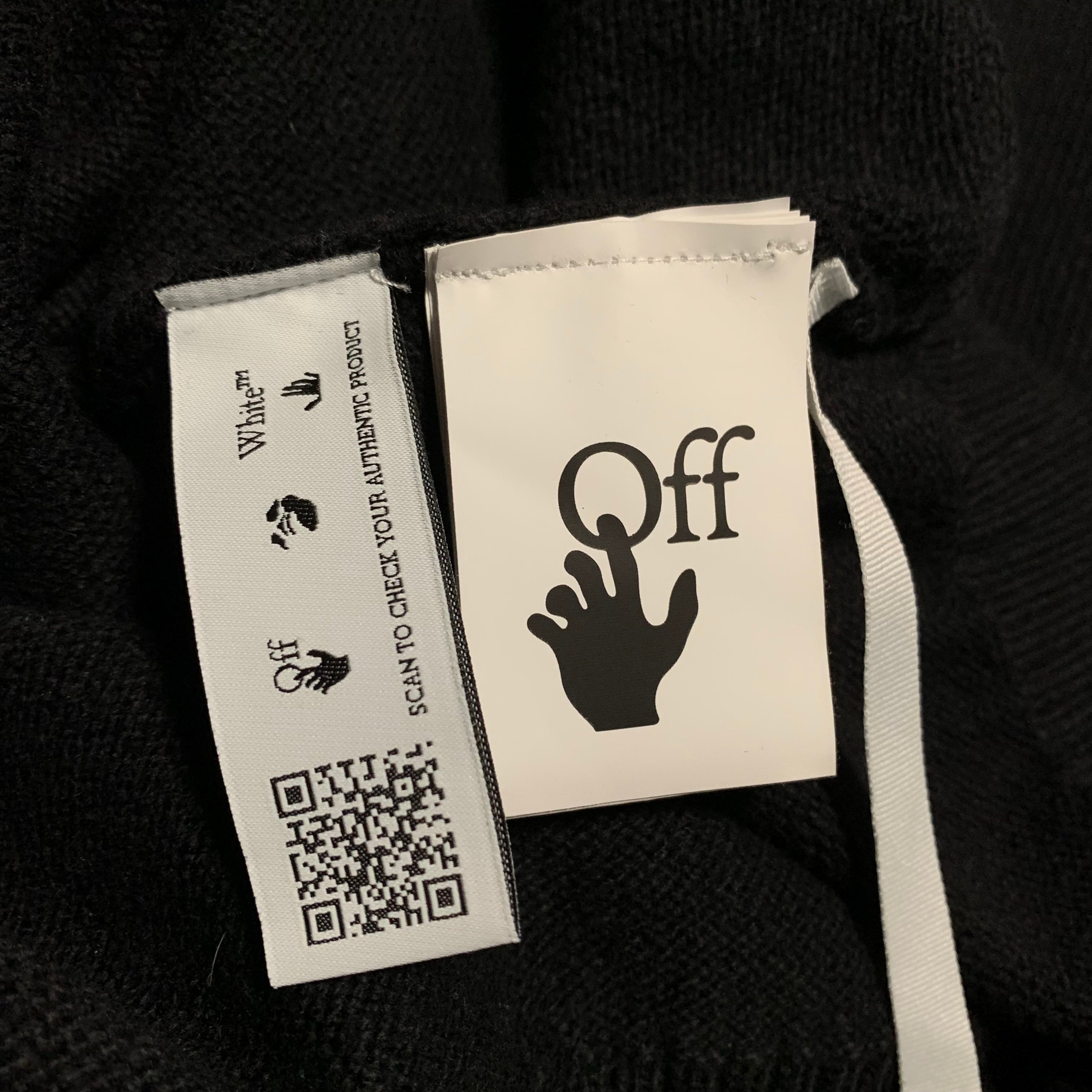 Off White Large Knitted Black Sweatshirt Crewneck All Over Logo Virgil Abloh Knitwear