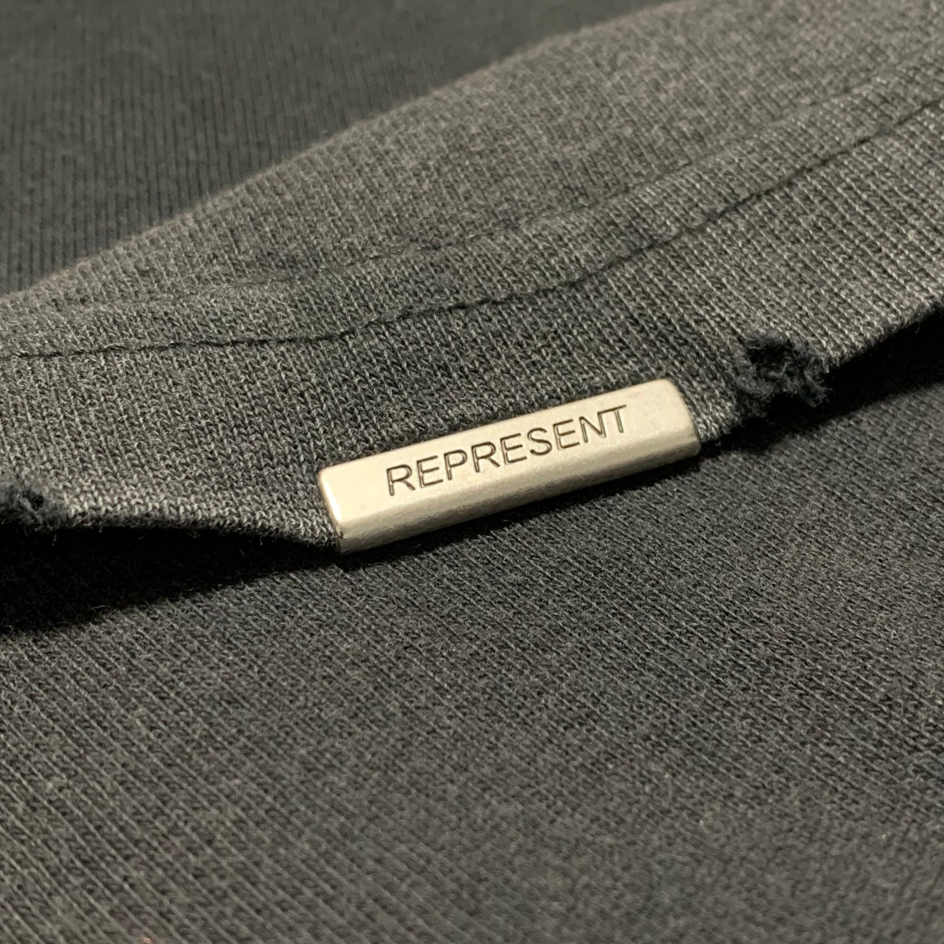 Represent XS Varsity Logo Graphic Vintage Black Tee