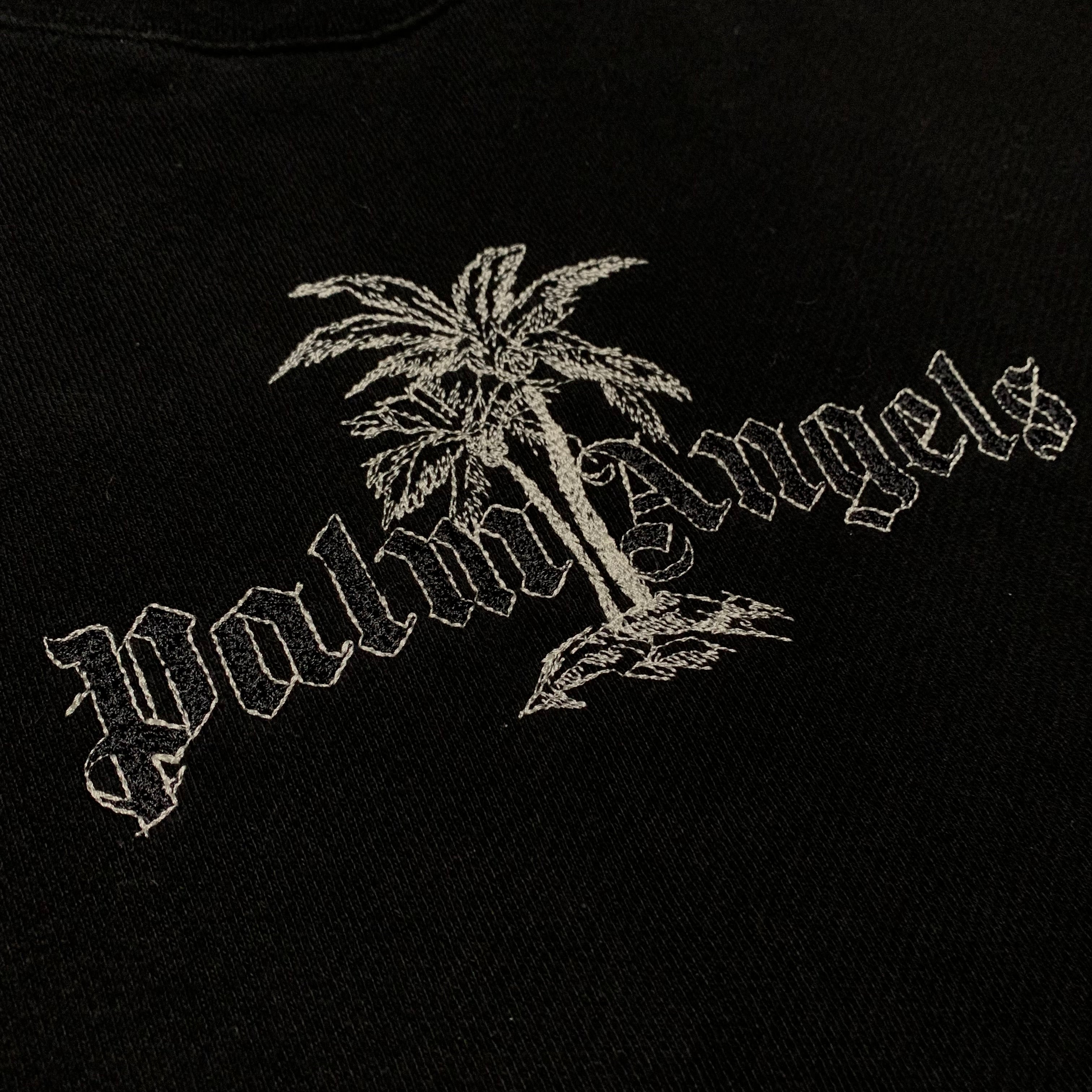 Palm Angels XL Sunset Logo Embroidered Black Sweatshirt Crewneck