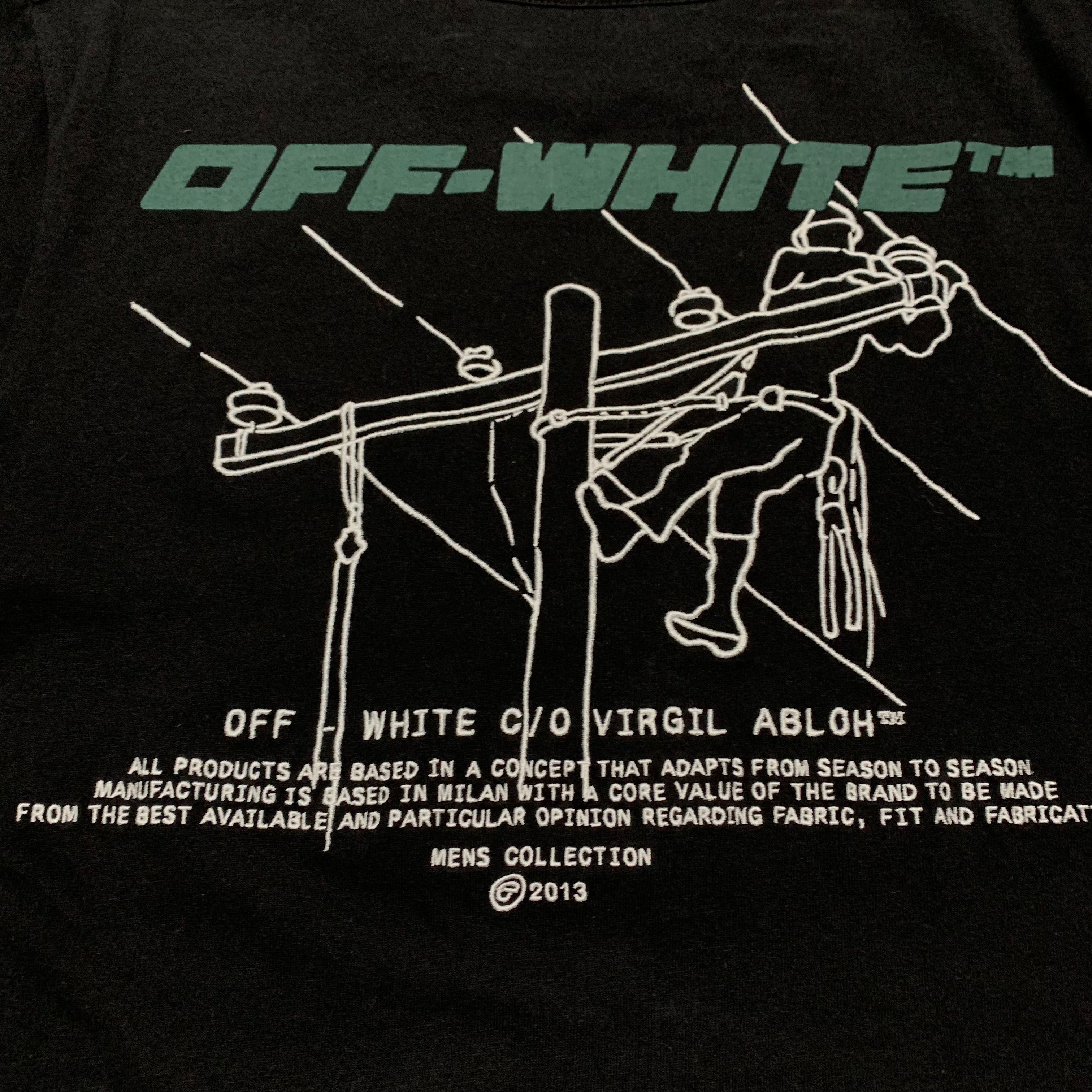 Off White Small Trellis Worker Black Tee Virgil Abloh