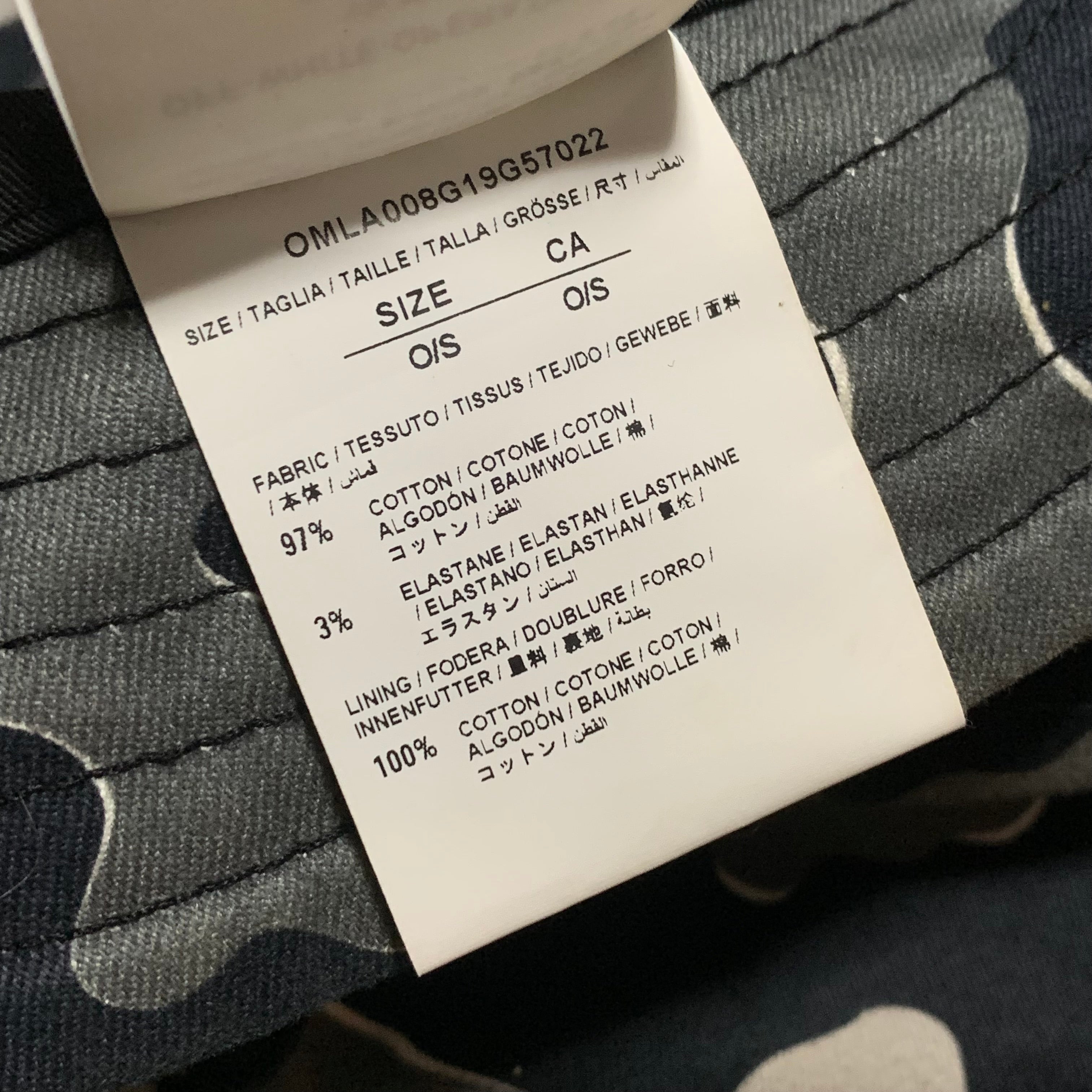 Off White Bucket Hat Camouflage Print Black Grey Hat Virgil Abloh