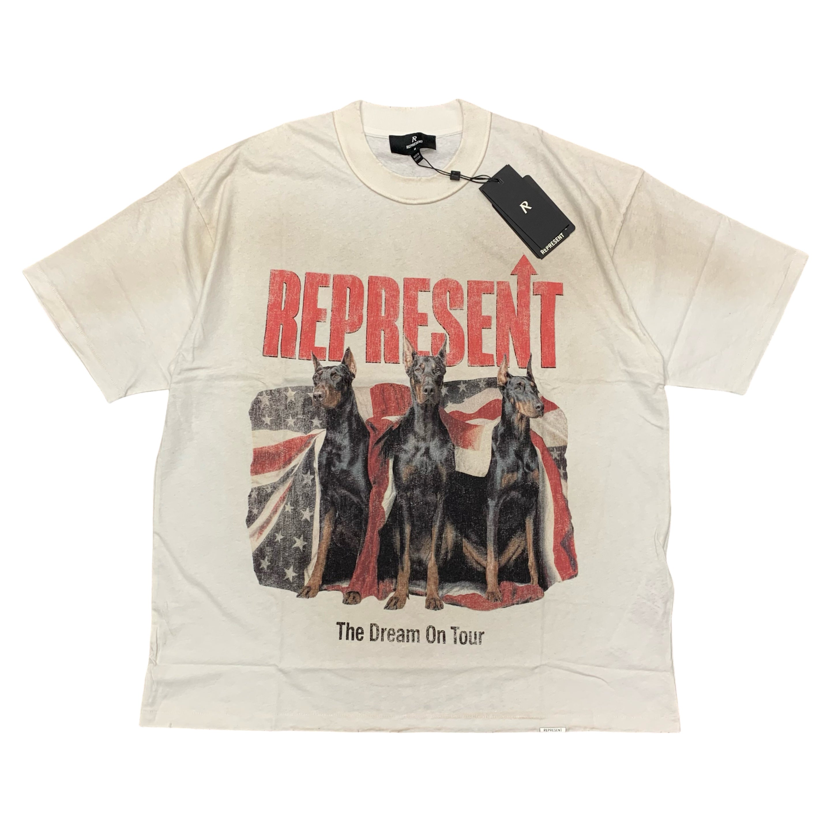 Represent Medium Tee Dream On Tour Washed Ecru White T-Shirt