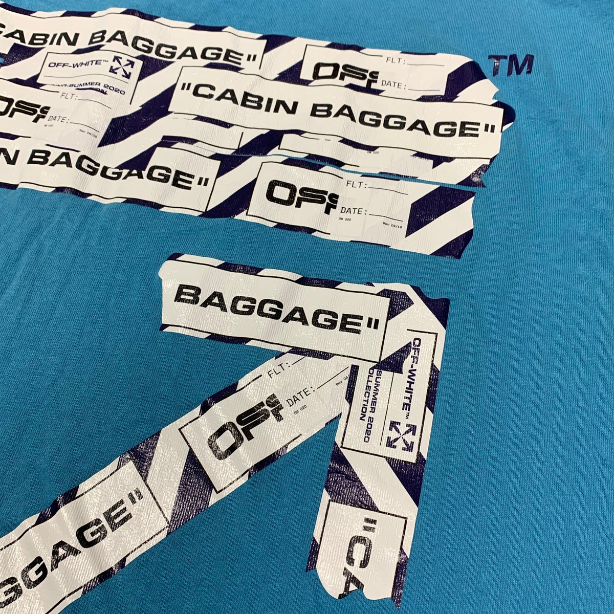 Off White Large Tee Airport Arrows Blue T-Shirt Virgil Abloh