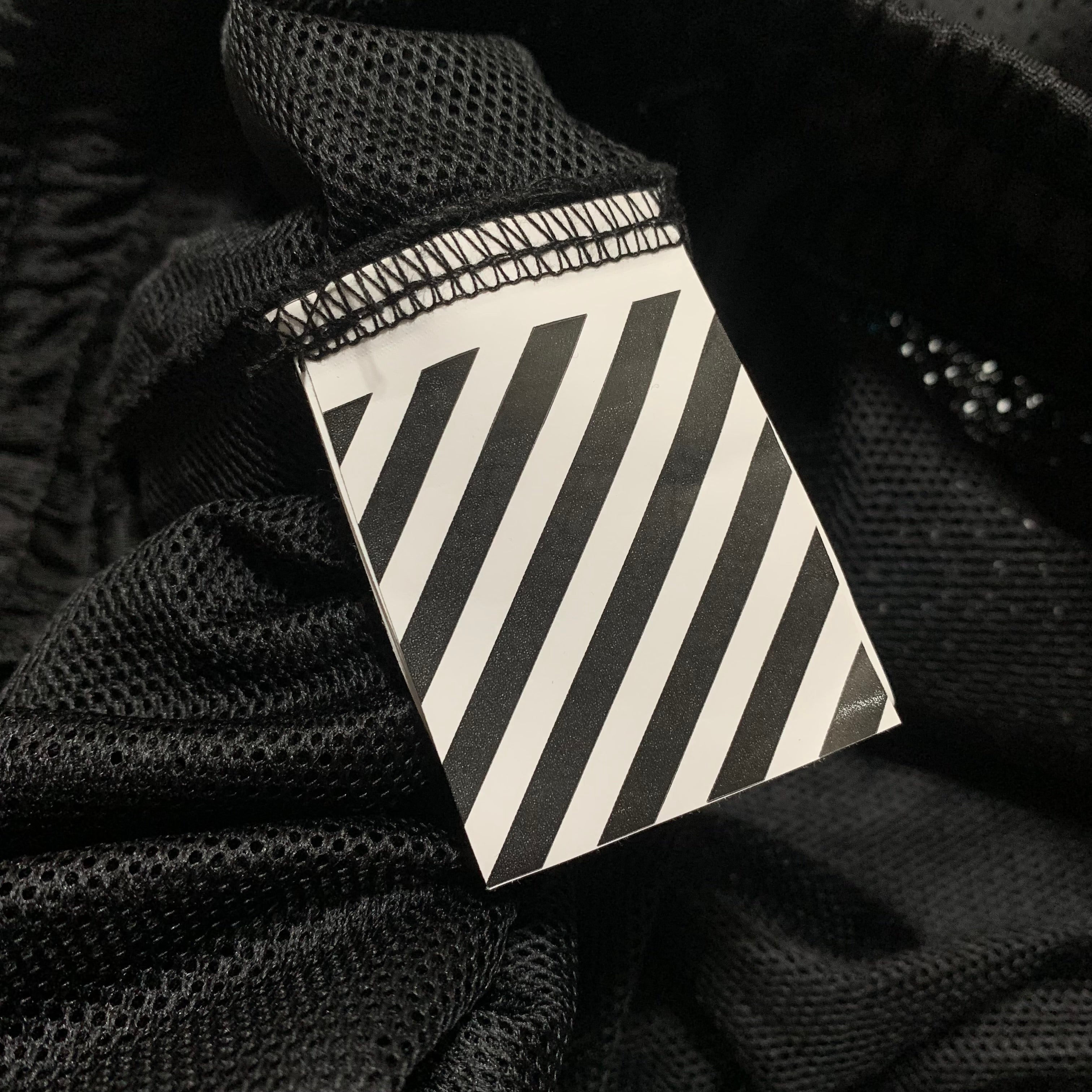 Off White Small Shorts Wavy Line Mesh Black Shorts Bottoms Virgil Abloh