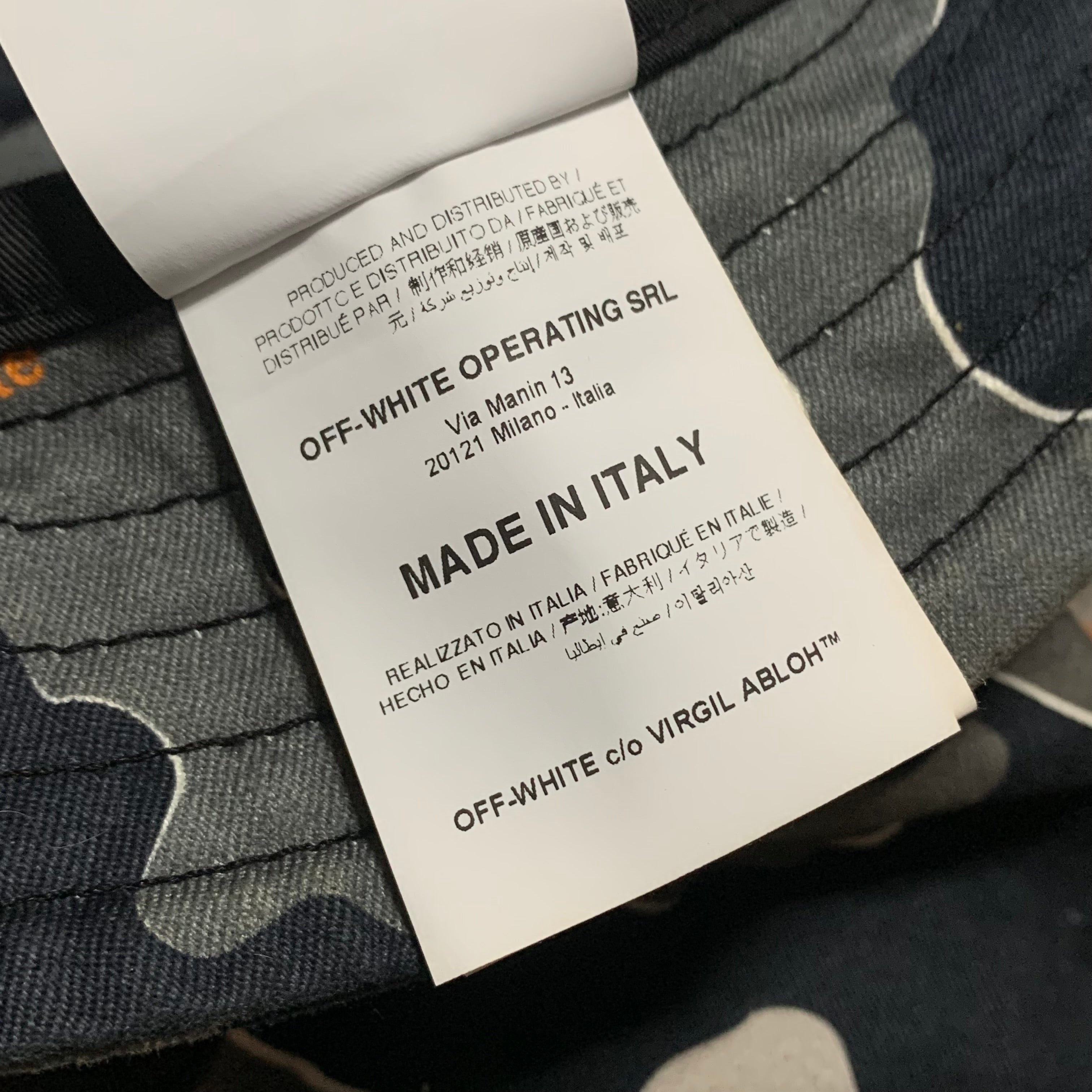 Off White Bucket Hat Camouflage Print Black Grey Hat Virgil Abloh