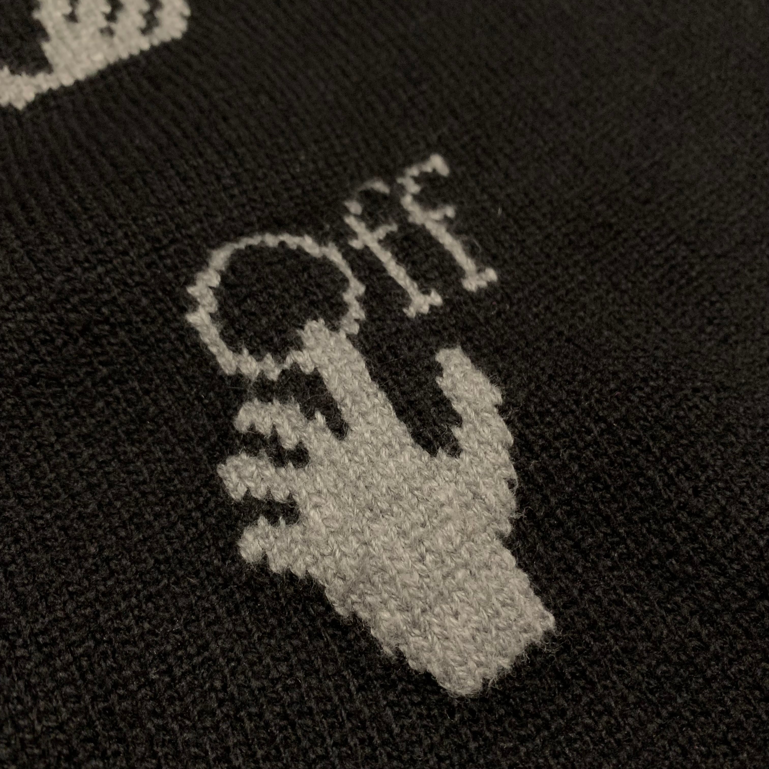 Off White Large Knitted Black Sweatshirt Crewneck All Over Logo Virgil Abloh Knitwear